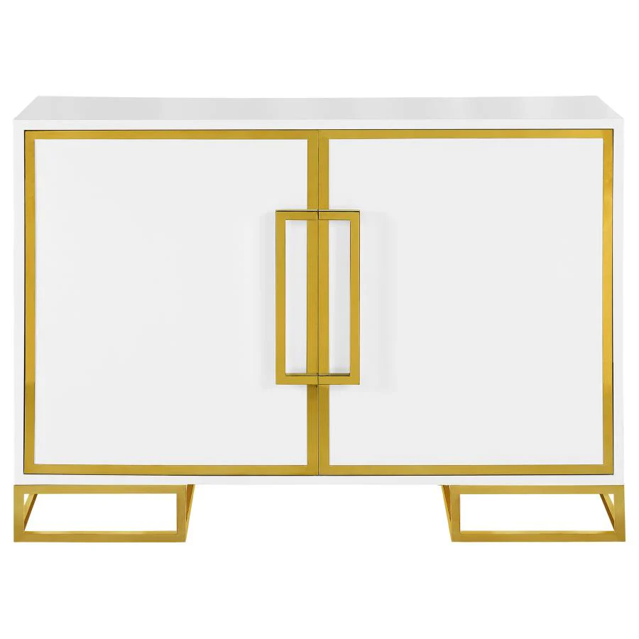 Elsa - 2 Door Wood Storage Accent Cabinet - White And Gold - Image 3