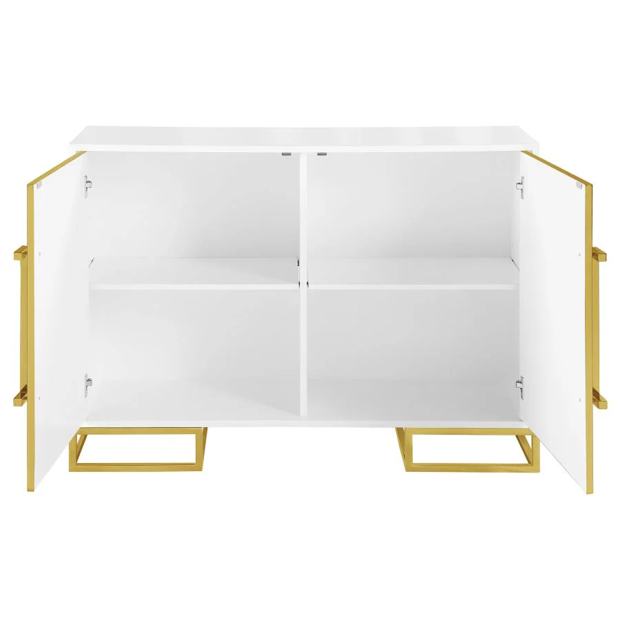 Elsa - 2 Door Wood Storage Accent Cabinet - White And Gold - Image 4
