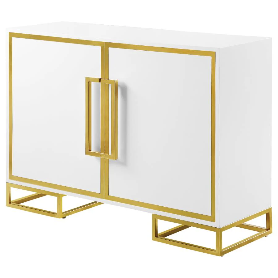 Elsa - 2 Door Wood Storage Accent Cabinet - White And Gold - Image 5