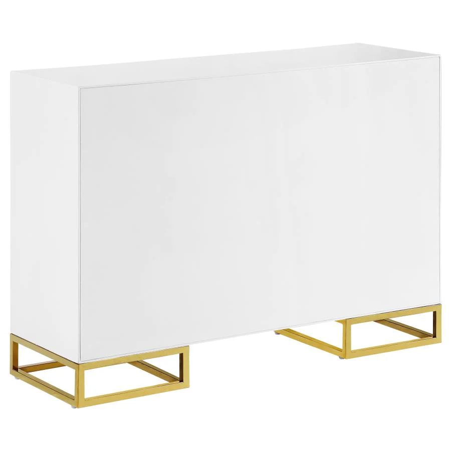 Elsa - 2 Door Wood Storage Accent Cabinet - White And Gold - Image 7