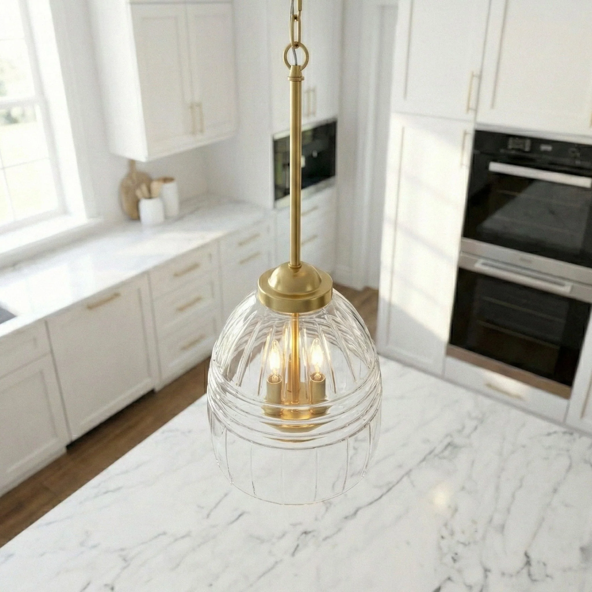 Ember - 3 Candle Lights Chain Pendant - Clear / Gold - Image 5