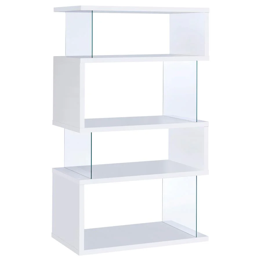 Emelle - 4-Shelf Glass Panel Bookshelf