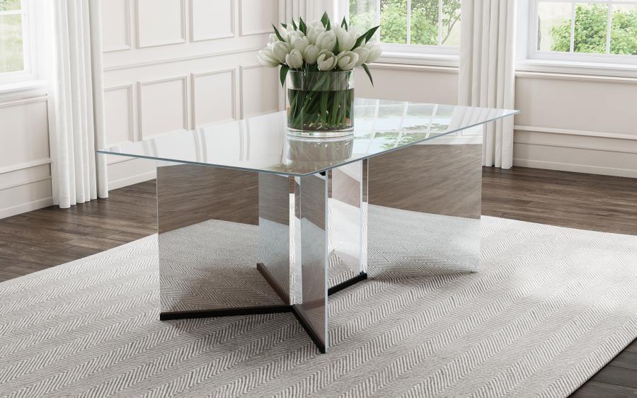Emery - Rectangular Mirrored Dining Table - Silver - Image 2