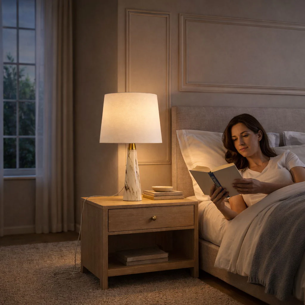 Enclave - Hydro Table Lamp With On / Off Switch Base Shade - Gold / White / White Marble - Image 5