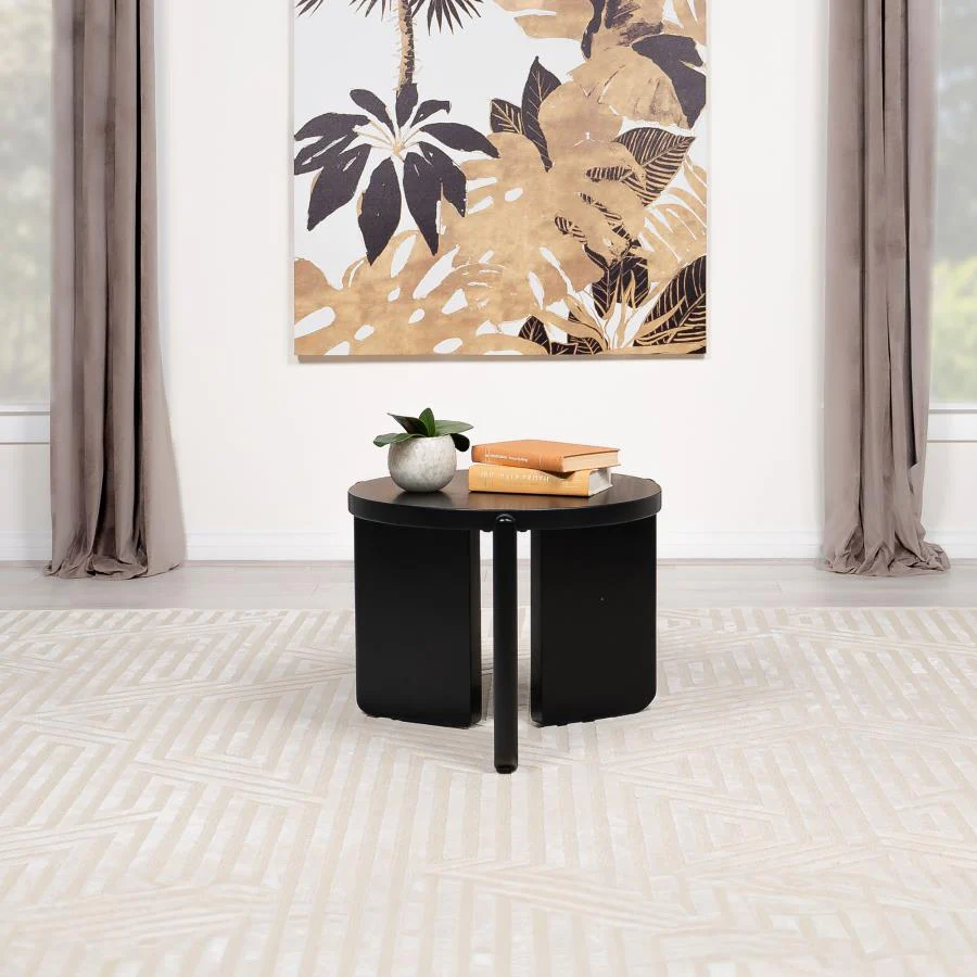 Cordova - Round Solid Wood End Table - Black - Image 2