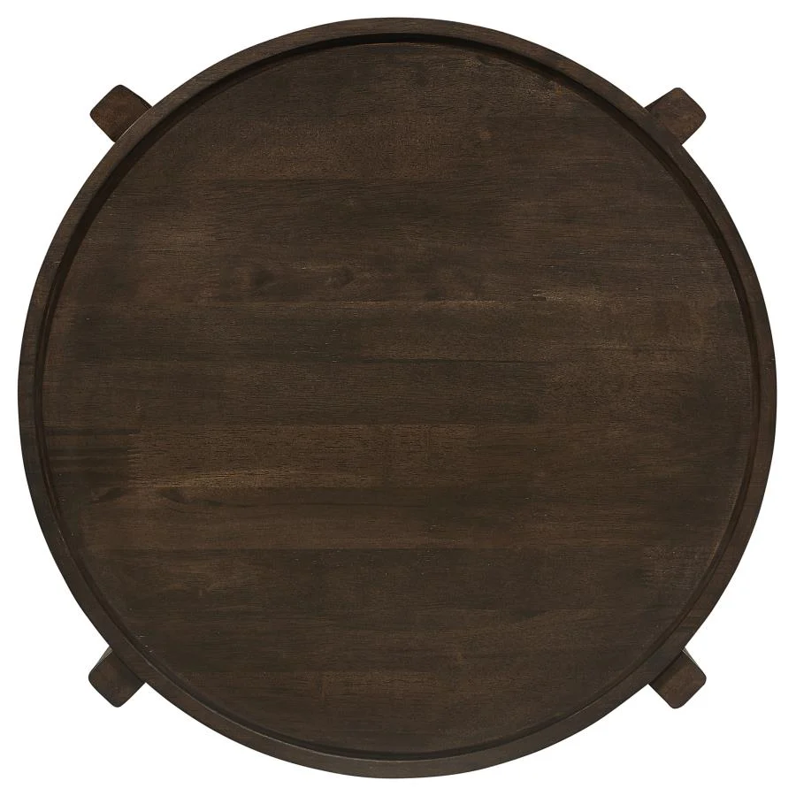 Cota - Round Solid Wood End Table - Dark Brown - Image 5