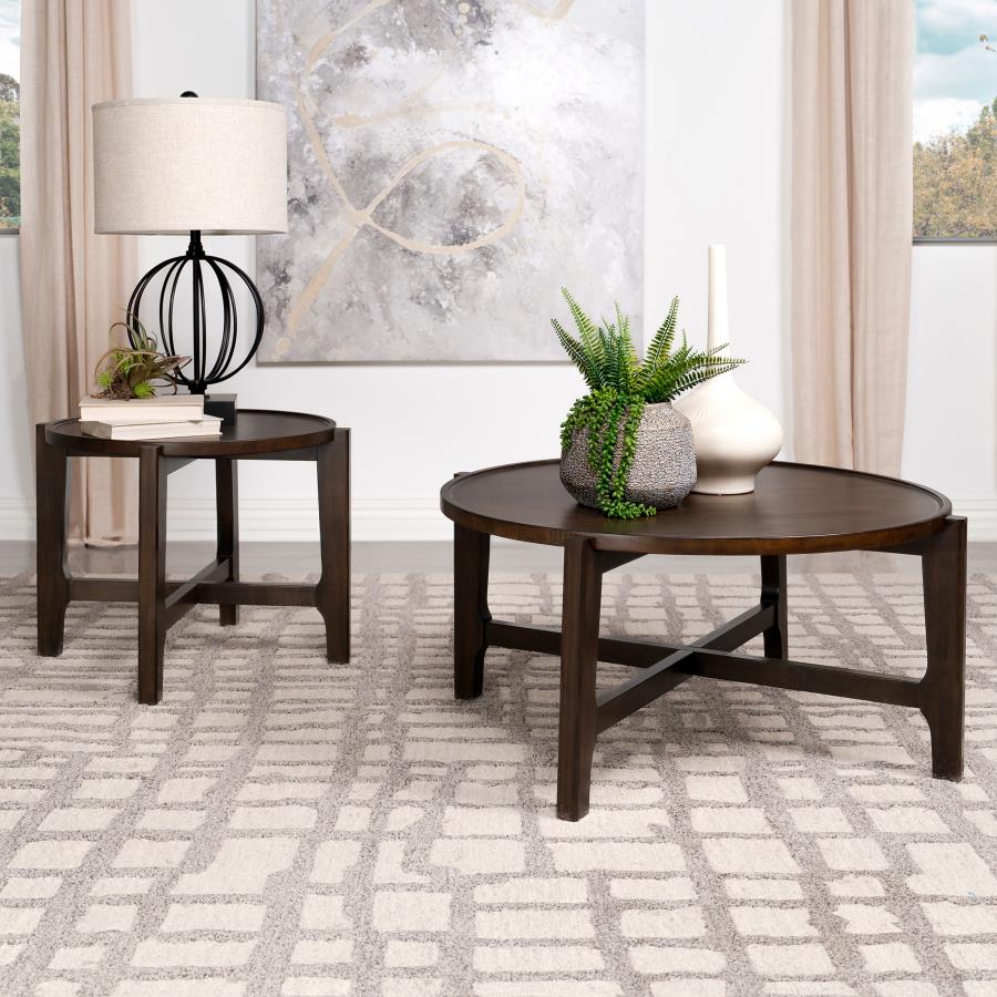 Cota - Round Solid Wood End Table - Dark Brown - Image 7
