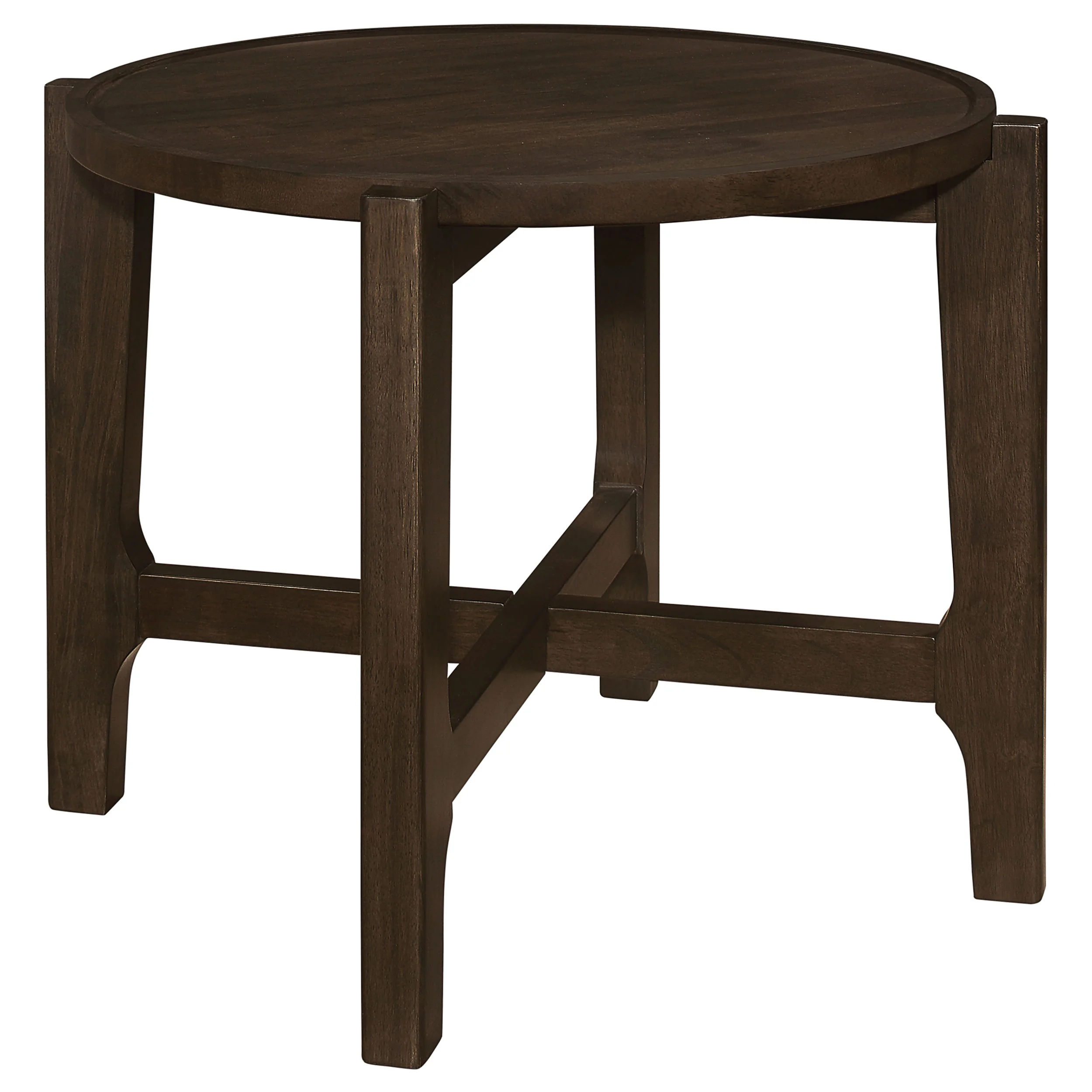 Cota - Round Solid Wood End Table - Dark Brown - Image 8