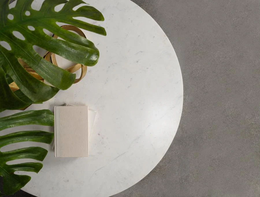 Astoria - Round Genuine Marble Side End Table - White - Image 4