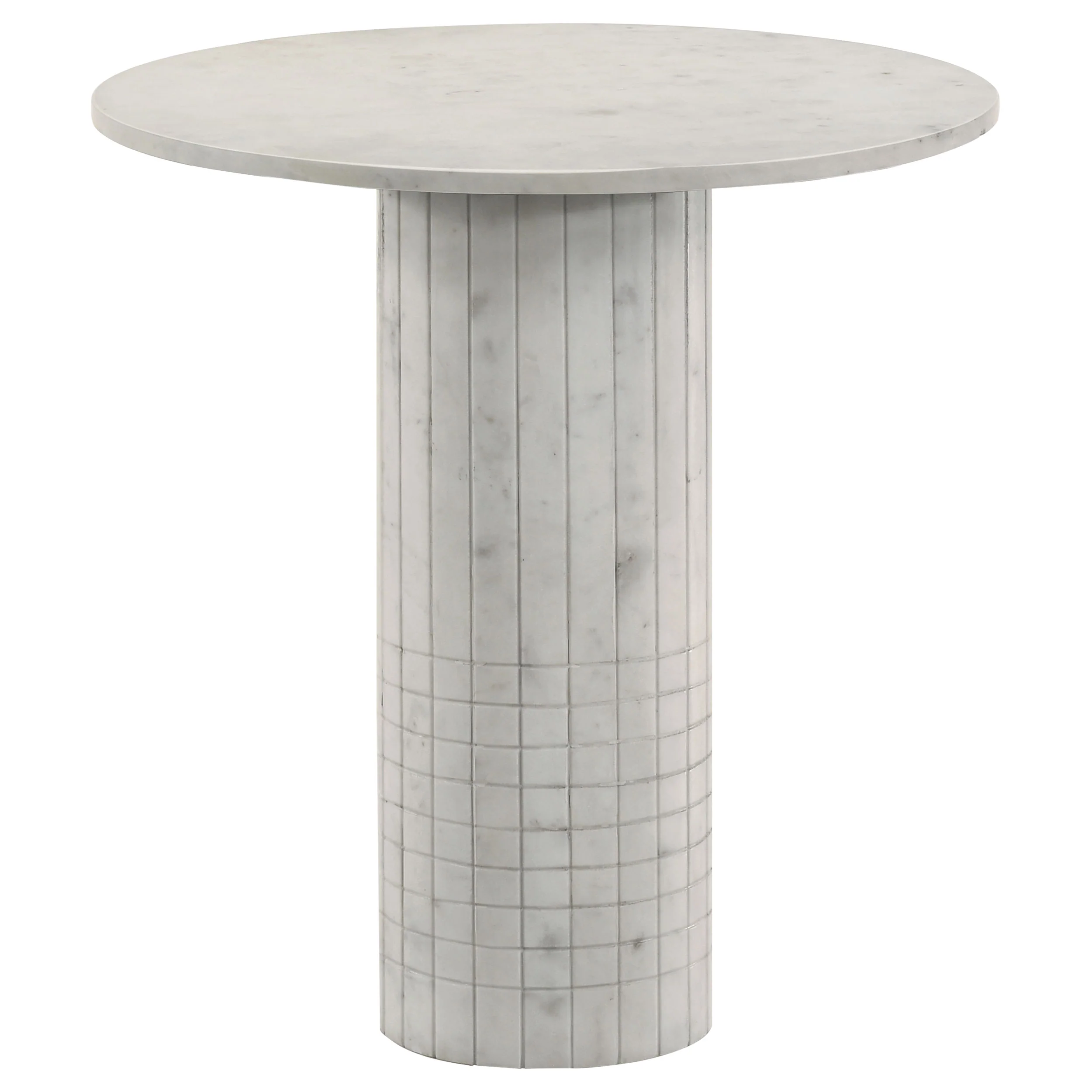 Astoria - Round Genuine Marble Side End Table - White - Image 8