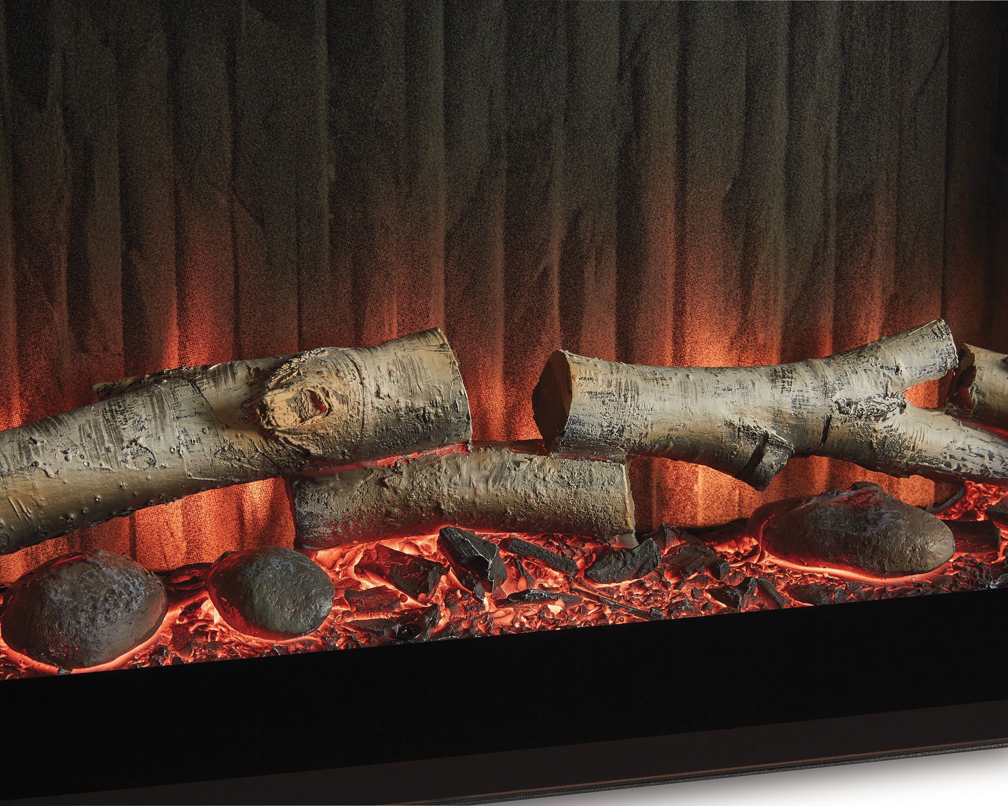 Entertainment Accessories - Fireplace Insert With Faux Birch Log Set - Black - Image 10