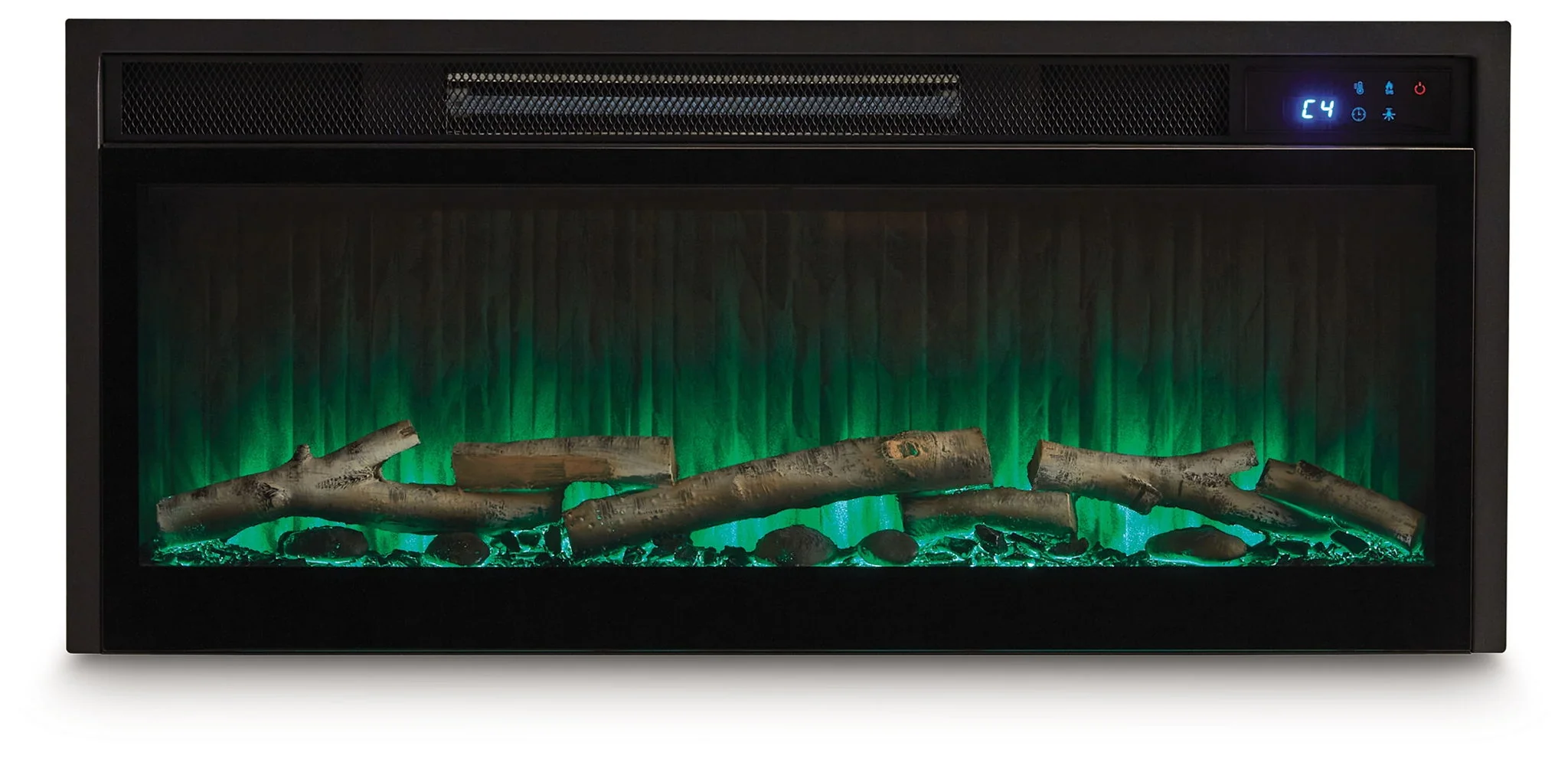 Entertainment Accessories - Fireplace Insert With Faux Birch Log Set - Black - Image 3