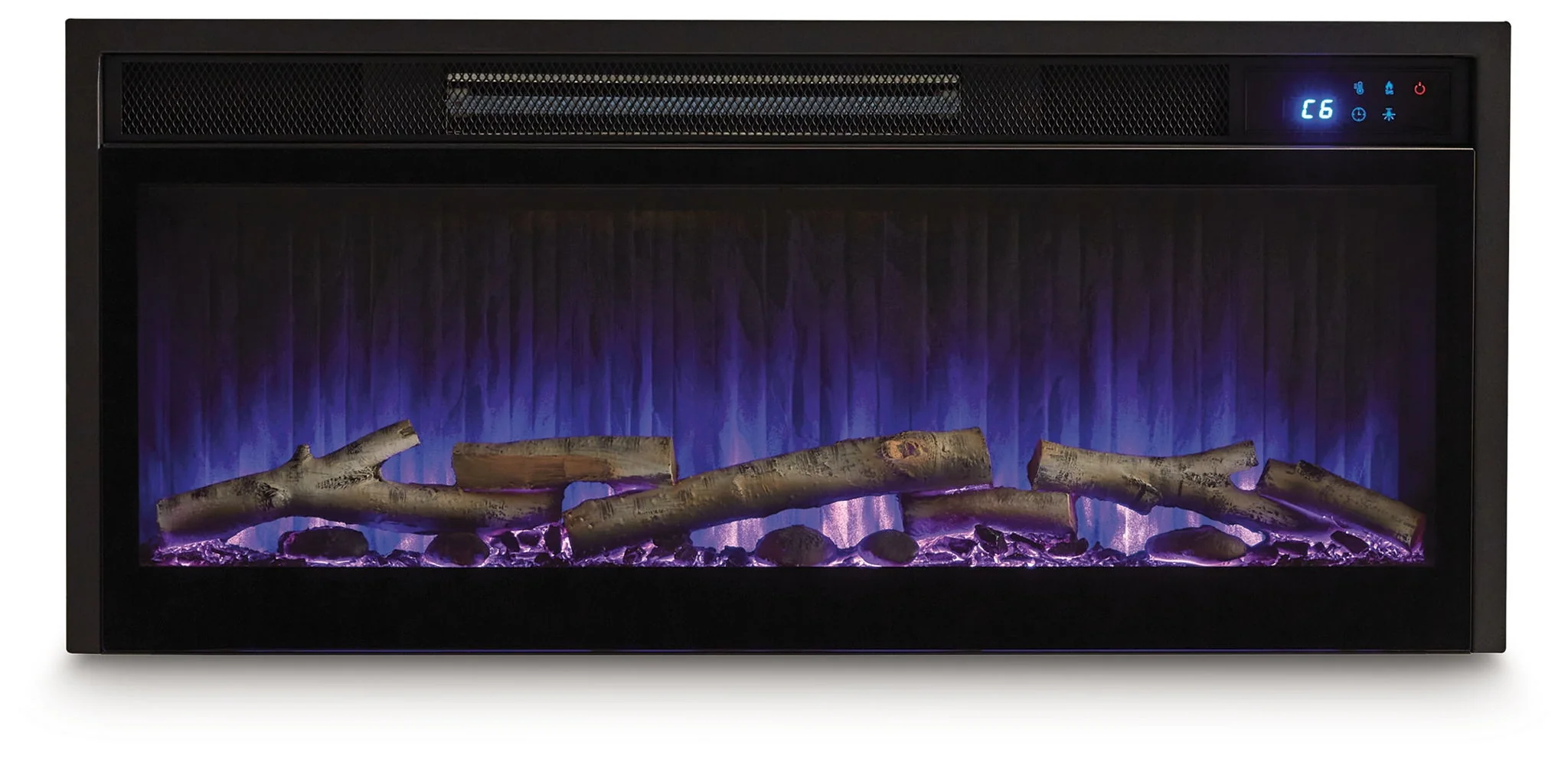 Entertainment Accessories - Fireplace Insert With Faux Birch Log Set - Black - Image 7
