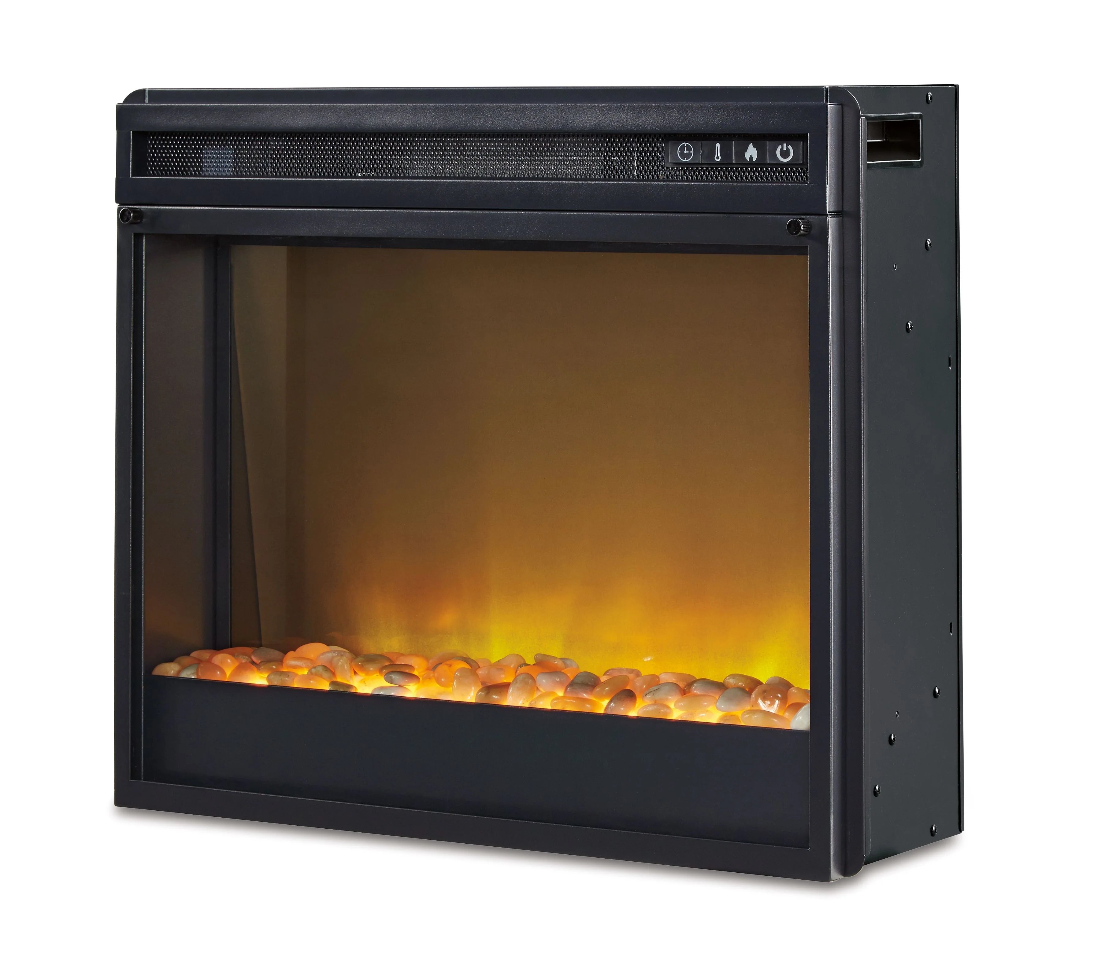 Entertainment Accessories - Fireplace Insert Glass/Stone - Black - Image 6