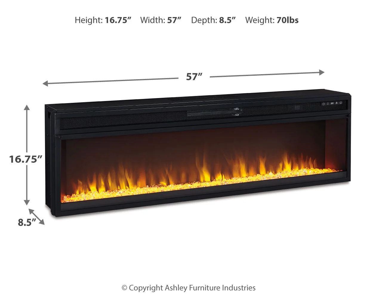 Entertainment Accessories - Wide Fireplace Insert - Black - Image 5