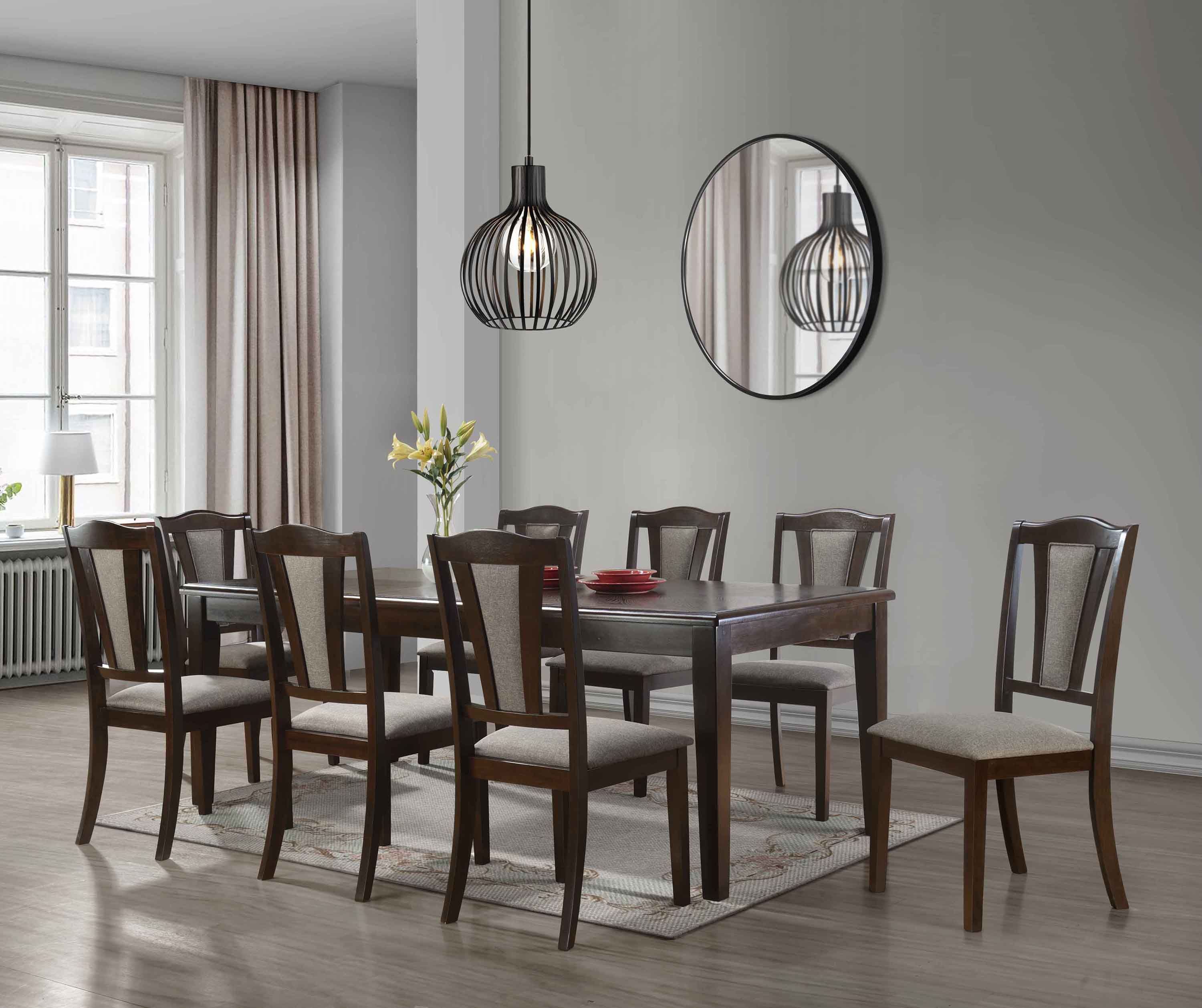 Espresso 9-Piece Dining Set with Upholstered Side Chairs