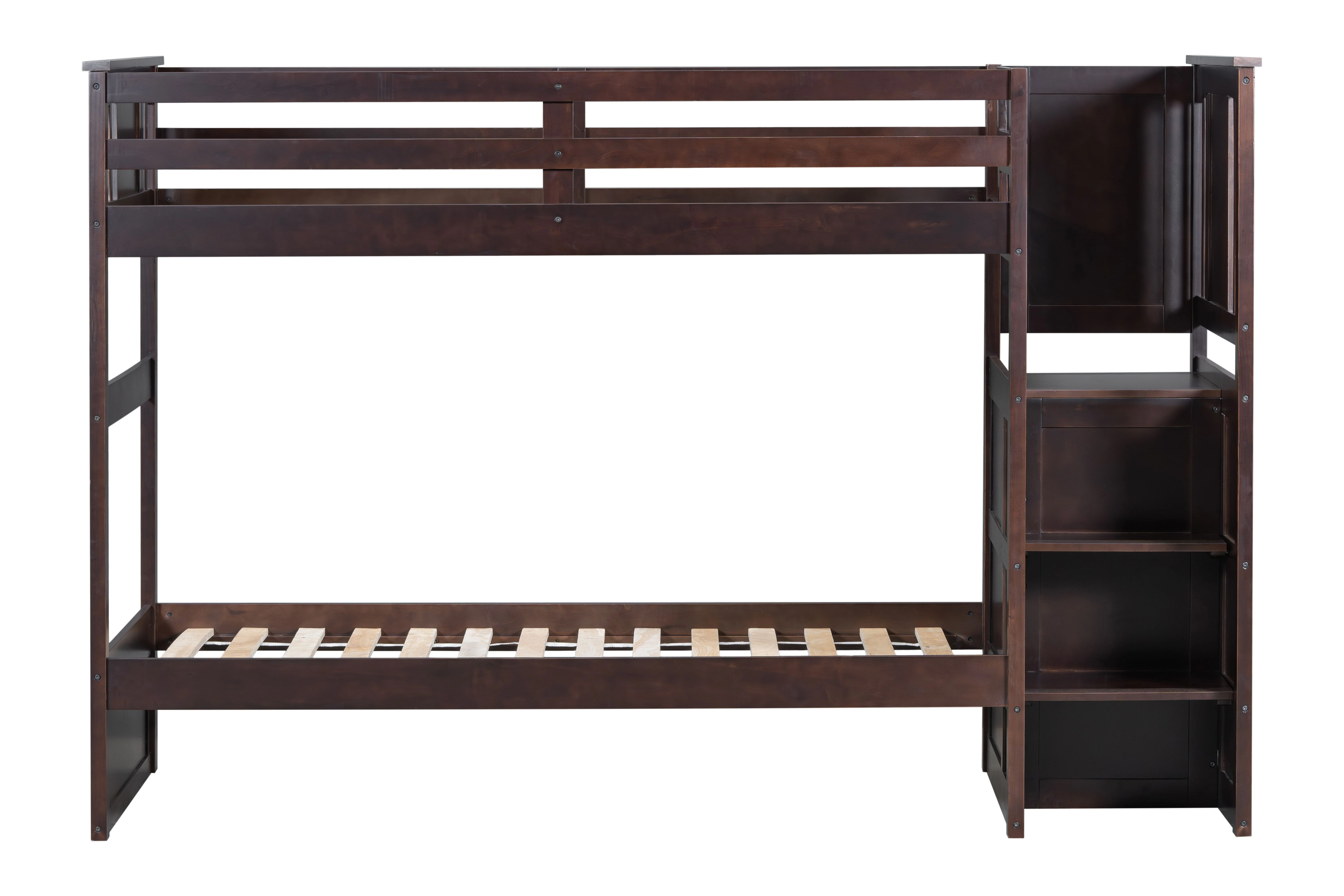 Espresso Stairway Twin Over Twin Bunk Bed with Storage Drawers - Image 4