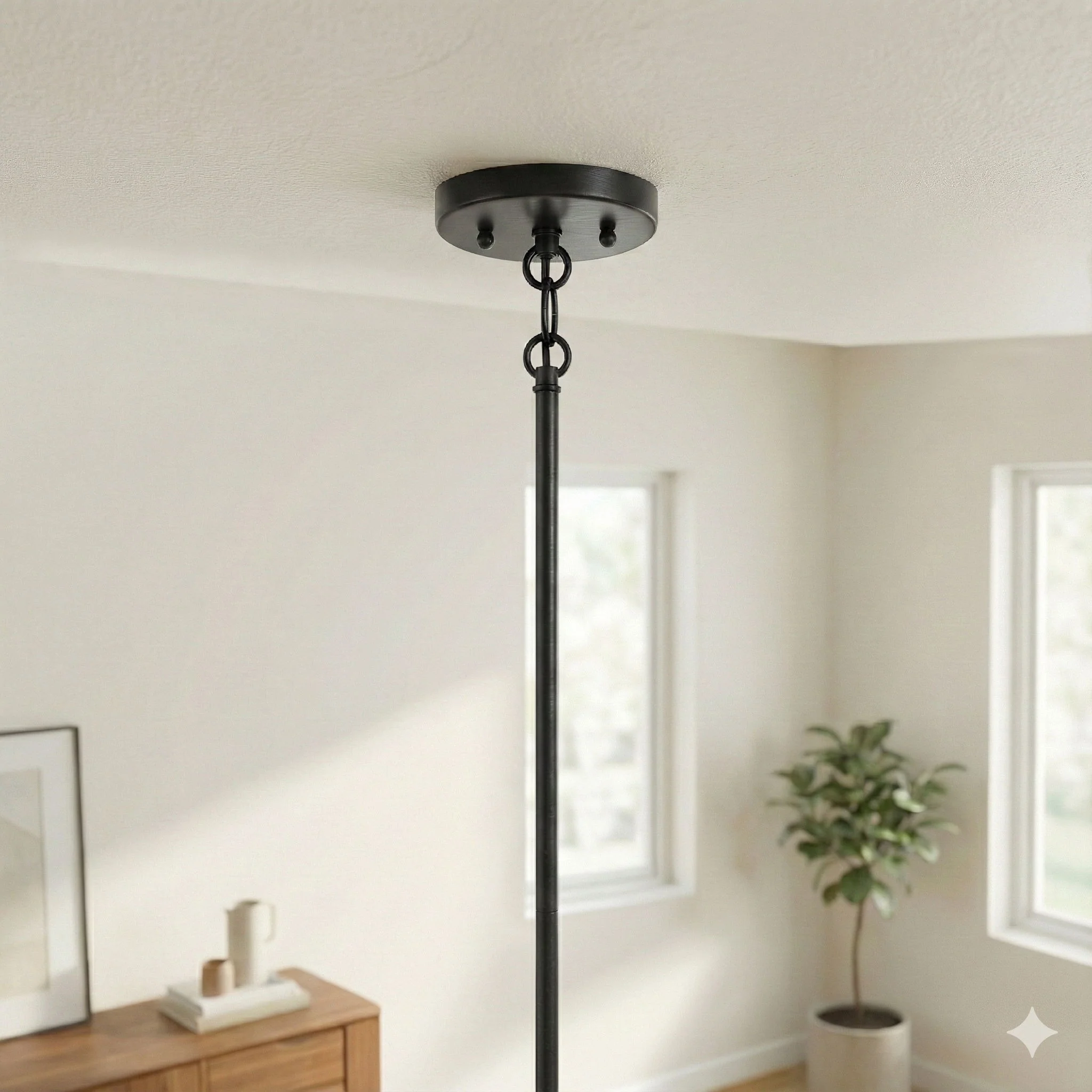 Essence - Single Lights Pendant With Shade - Black / Rattan - Image 3