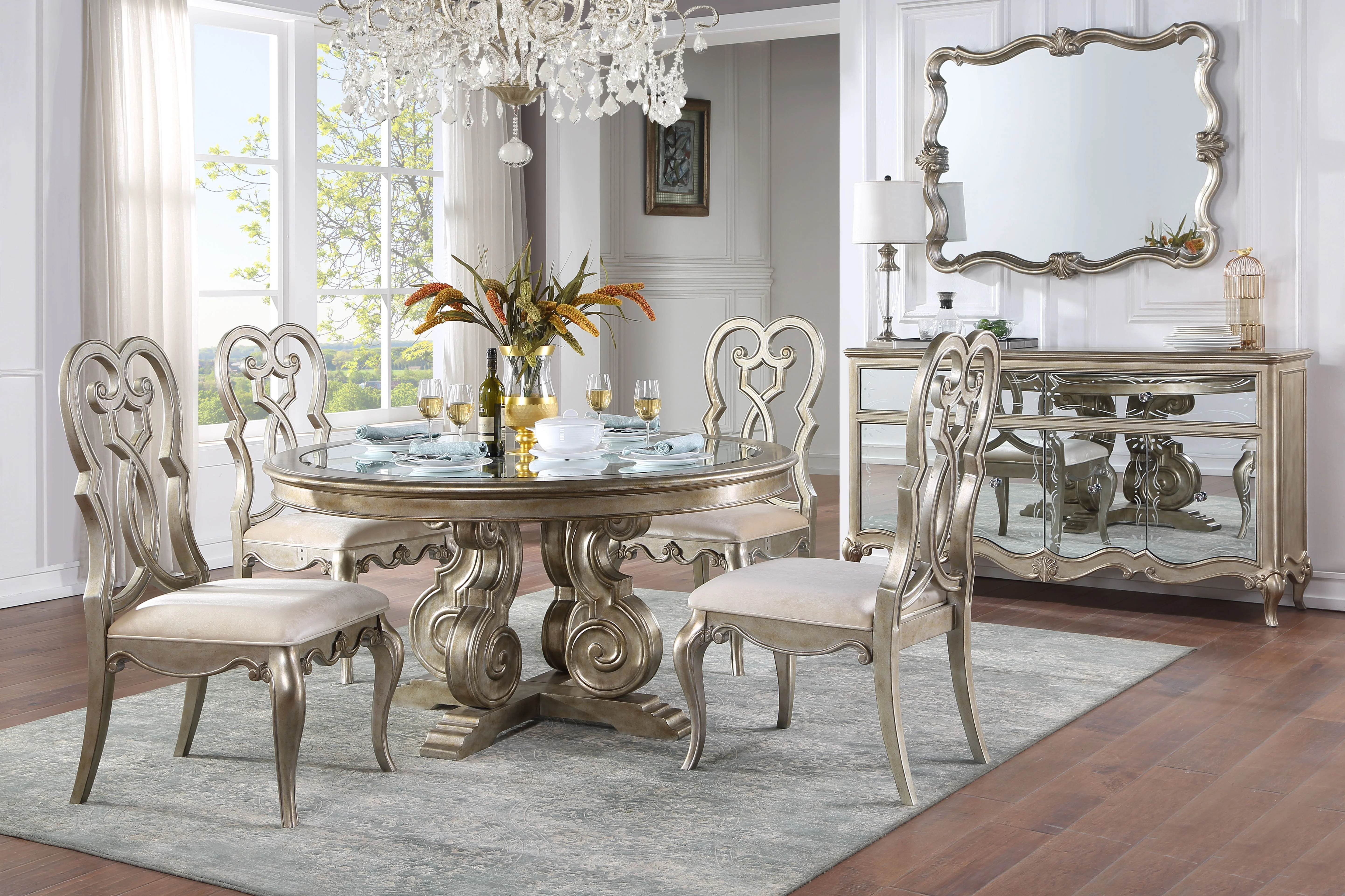 Esteban - Side Chair (Set of 2) - Antique Champagne - Image 2