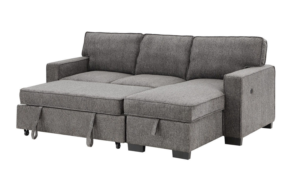 Estelle - Fabric Reversible Sleeper Sectional With Storage Chaise Drop-Down Table 2 Cup Holders And 2 USB Ports - Image 9