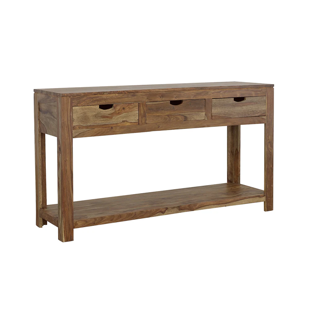 Esther - 3-Drawer Wood Console Table - Natural Sheesham - Image 9