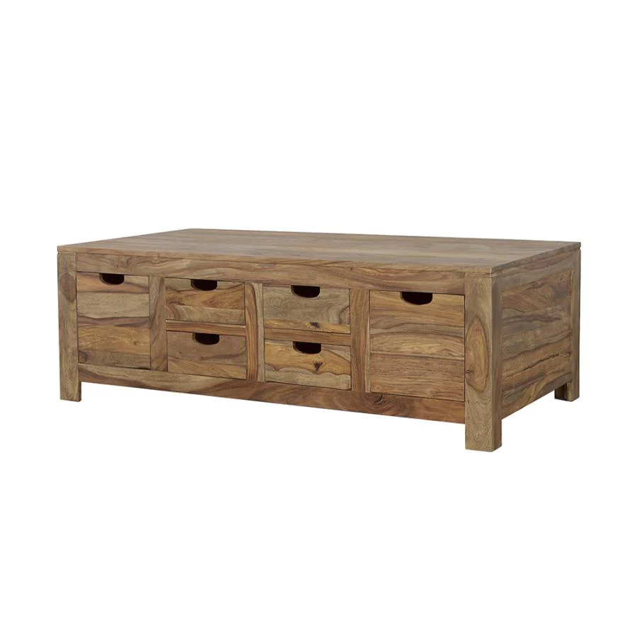 Esther - 6-Drawer Solid Wood Coffee Table - Natural - Image 4