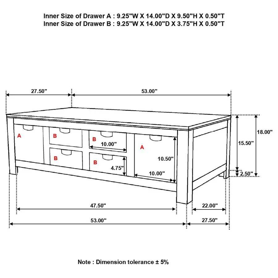 Esther - 6-Drawer Solid Wood Coffee Table - Natural - Image 7