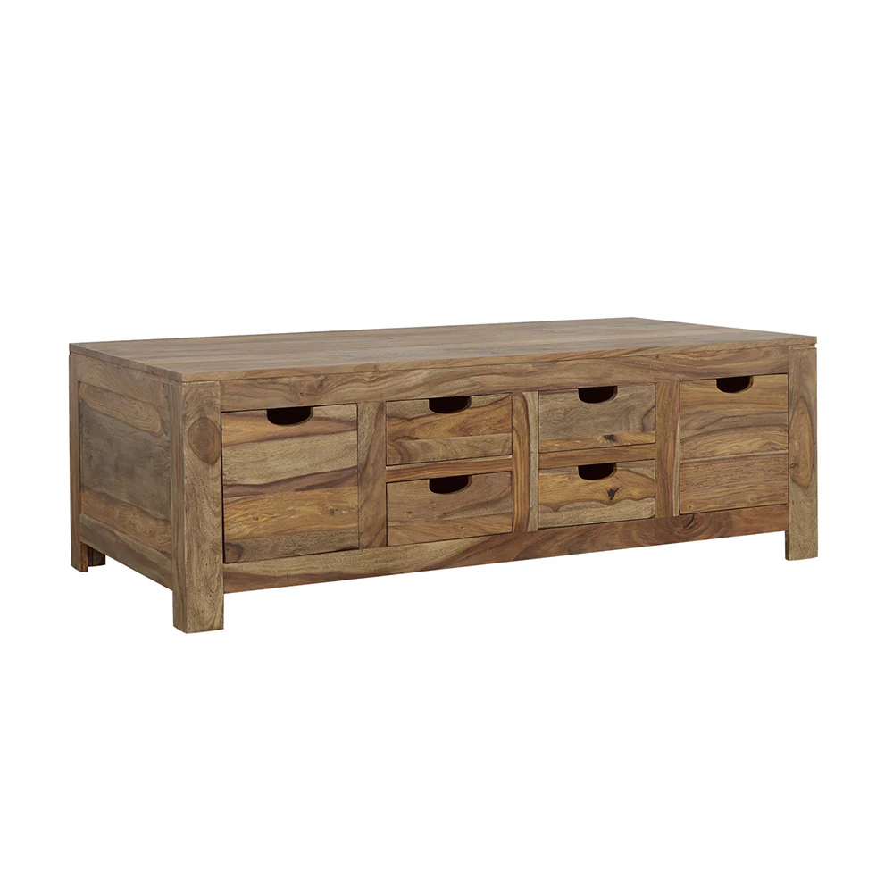 Esther - 6-Drawer Solid Wood Coffee Table - Natural - Image 8