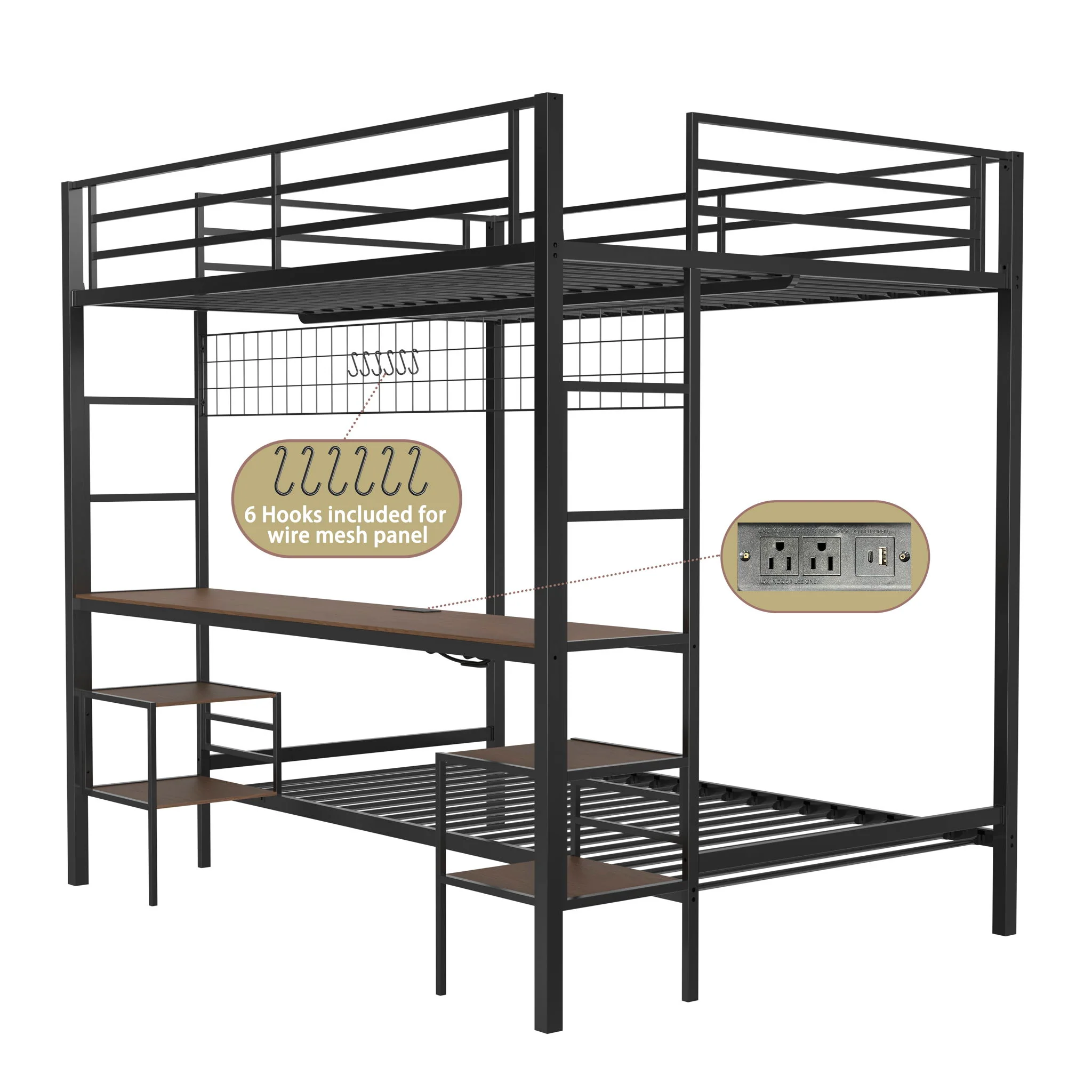 Ethan - Bunk Bed With Desk, Charging Station, Storage Shelves - Image 10