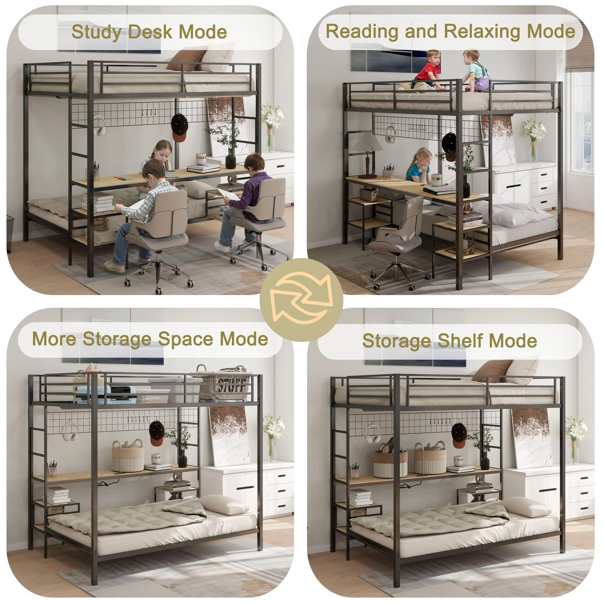 Ethan - Bunk Bed With Desk, Charging Station, Storage Shelves - Image 12