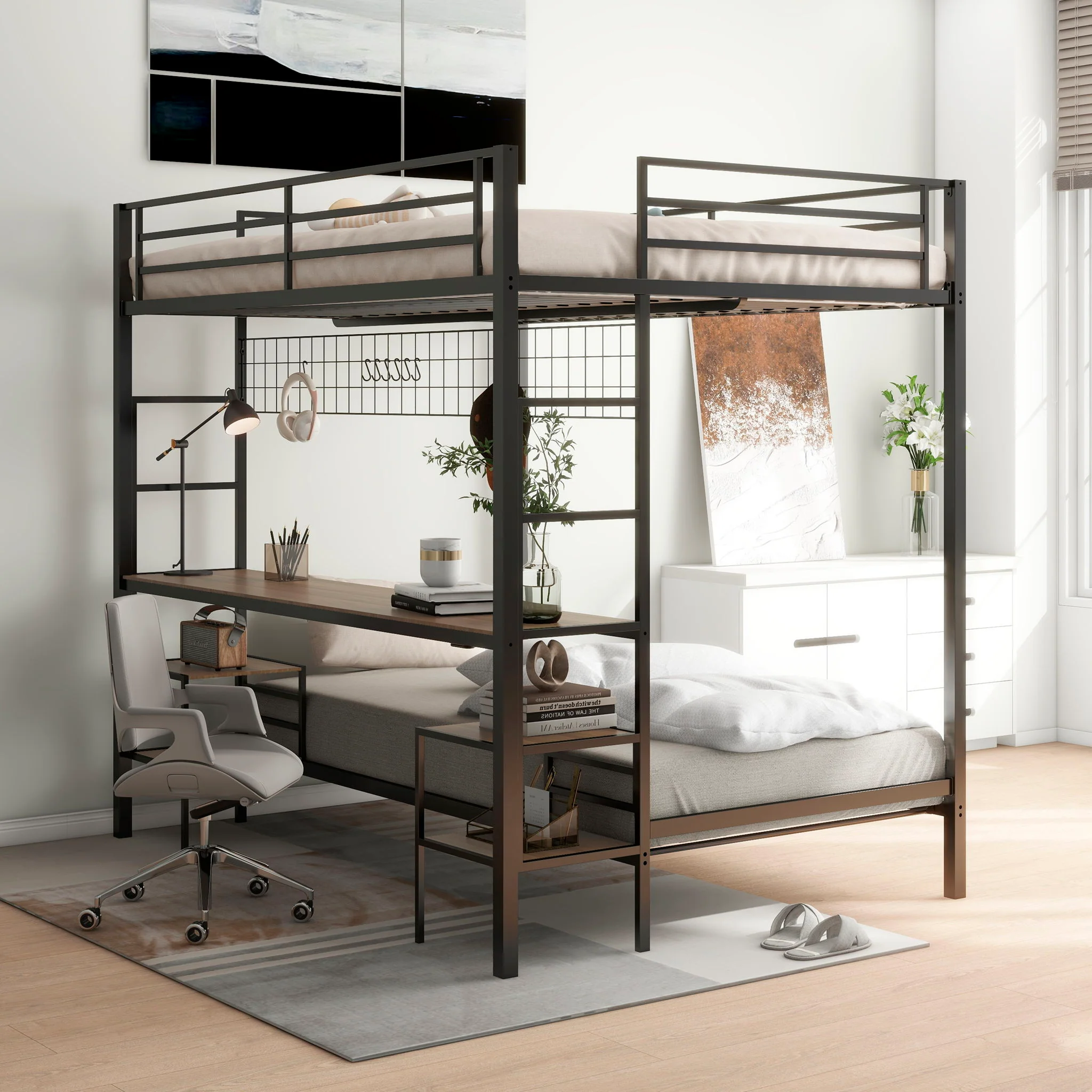 Ethan - Bunk Bed With Desk, Charging Station, Storage Shelves - Image 13