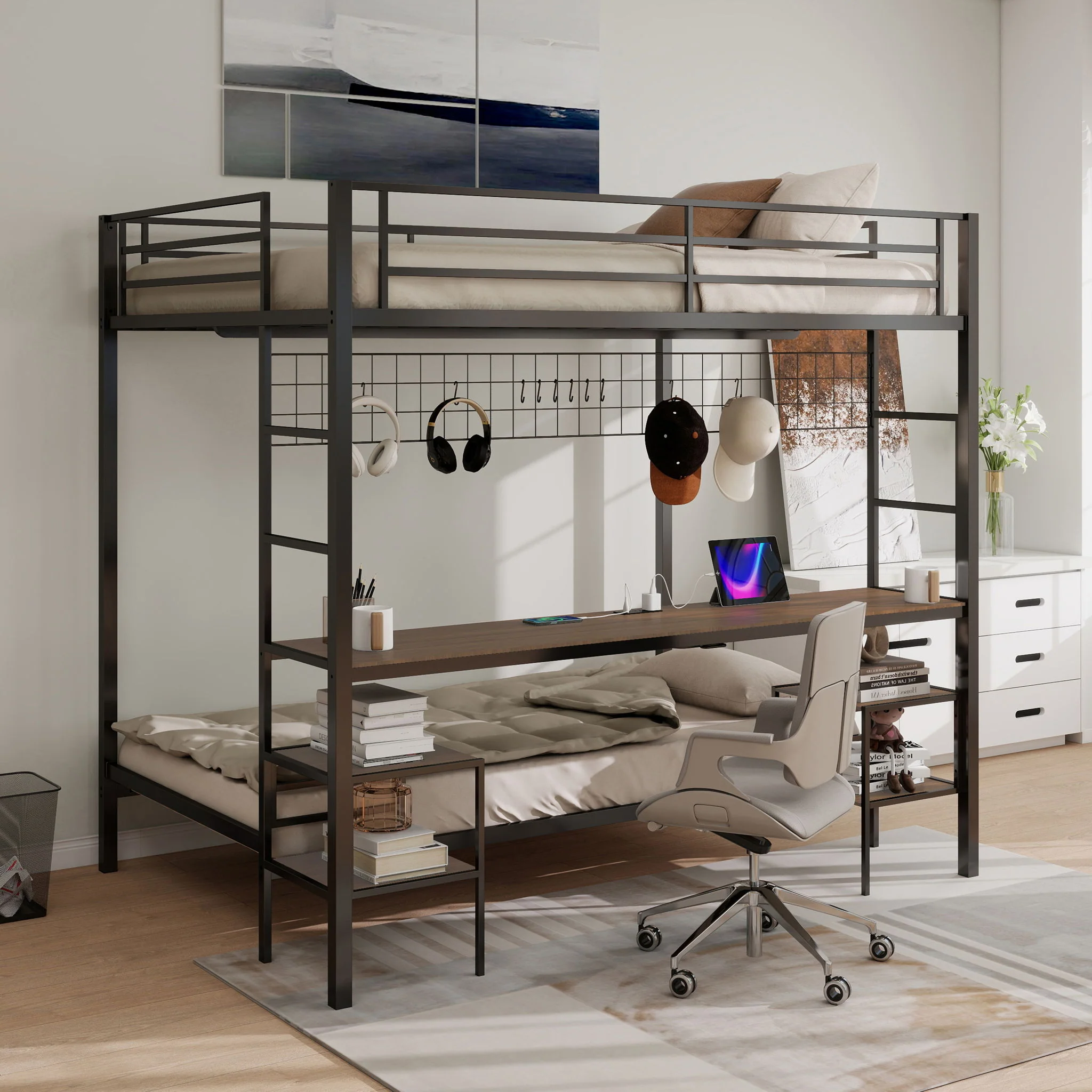 Ethan - Bunk Bed With Desk, Charging Station, Storage Shelves - Image 22