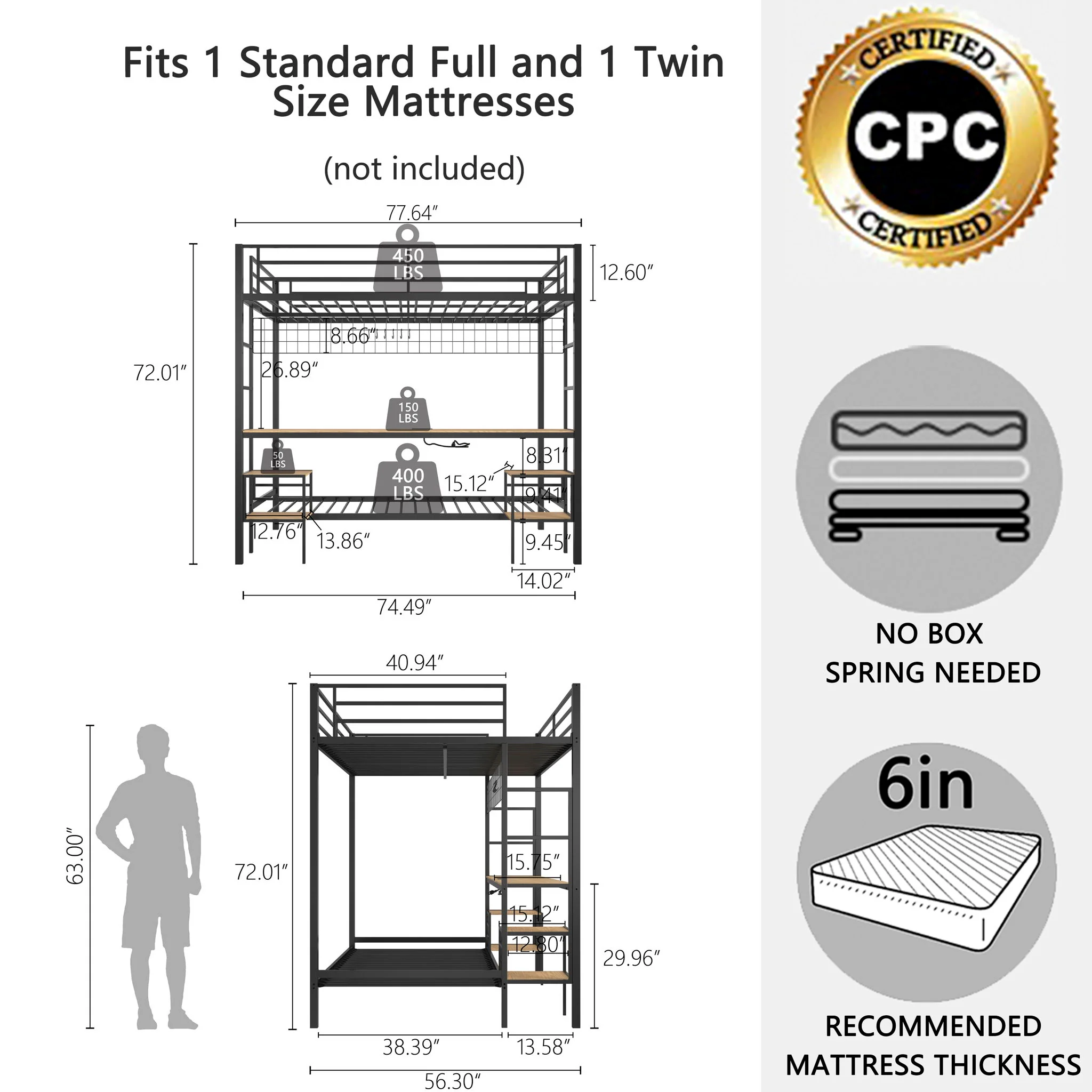 Ethan - Bunk Bed With Desk, Charging Station, Storage Shelves - Image 26
