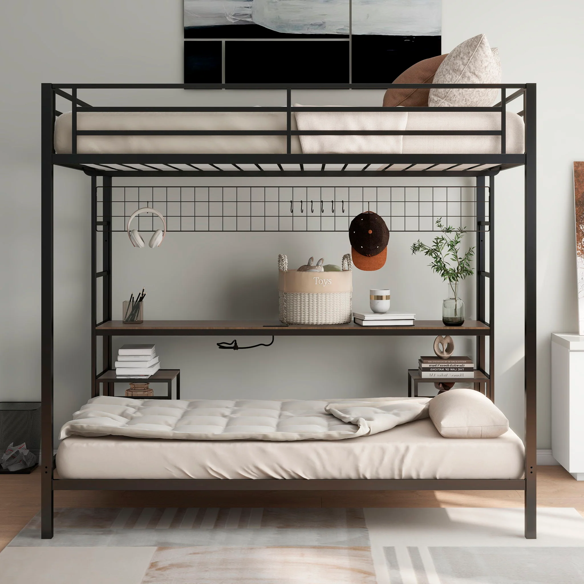 Ethan - Bunk Bed With Desk, Charging Station, Storage Shelves - Image 3