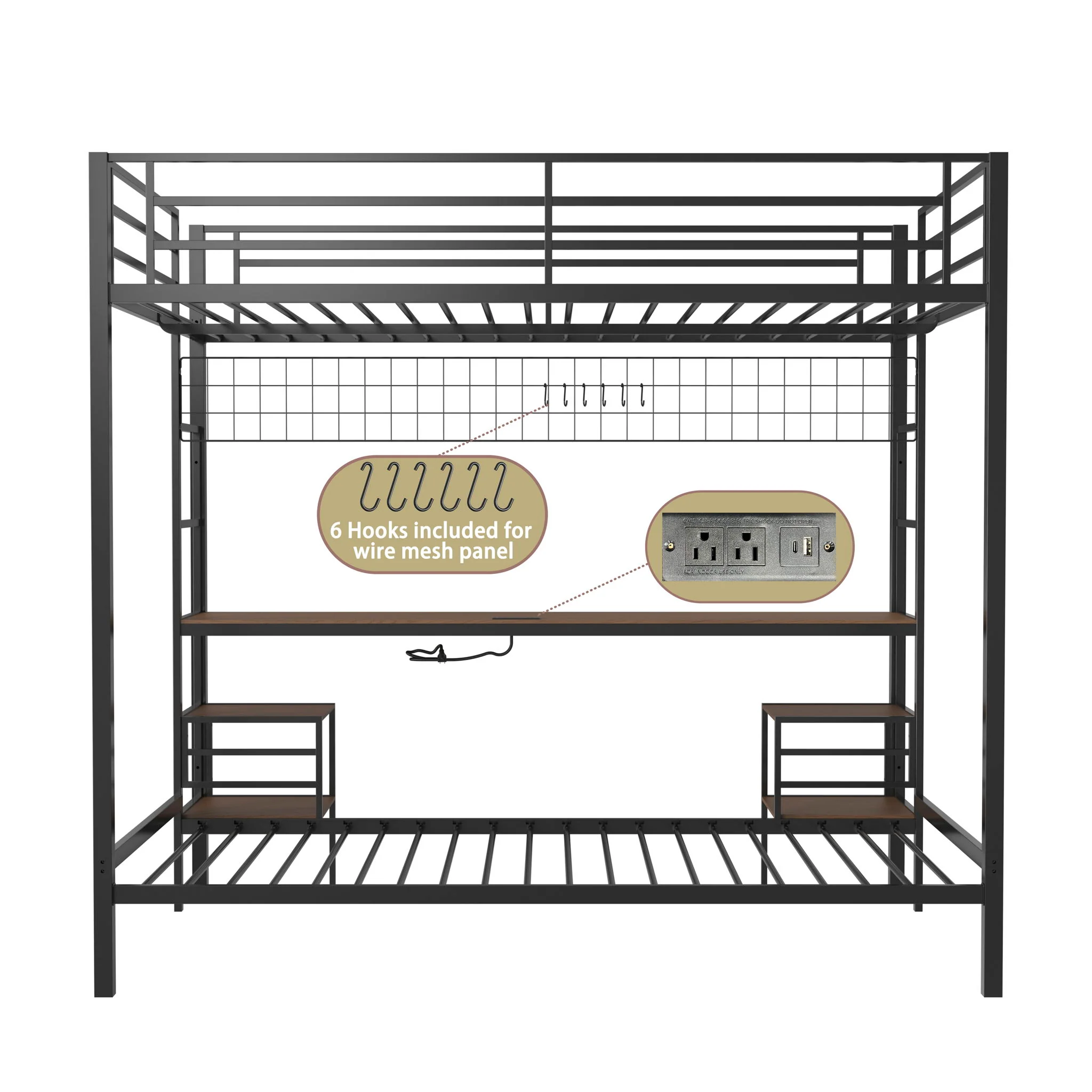Ethan - Bunk Bed With Desk, Charging Station, Storage Shelves - Image 4