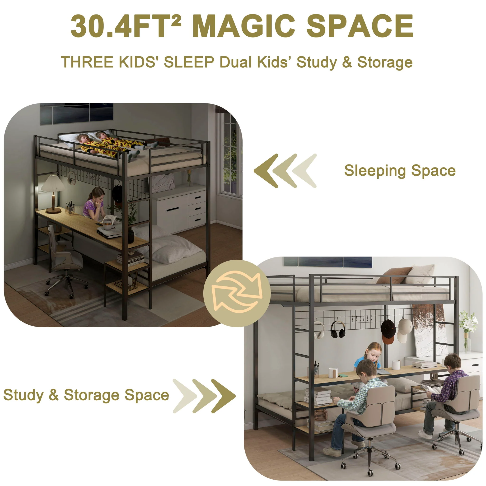 Ethan - Bunk Bed With Desk, Charging Station, Storage Shelves - Image 5