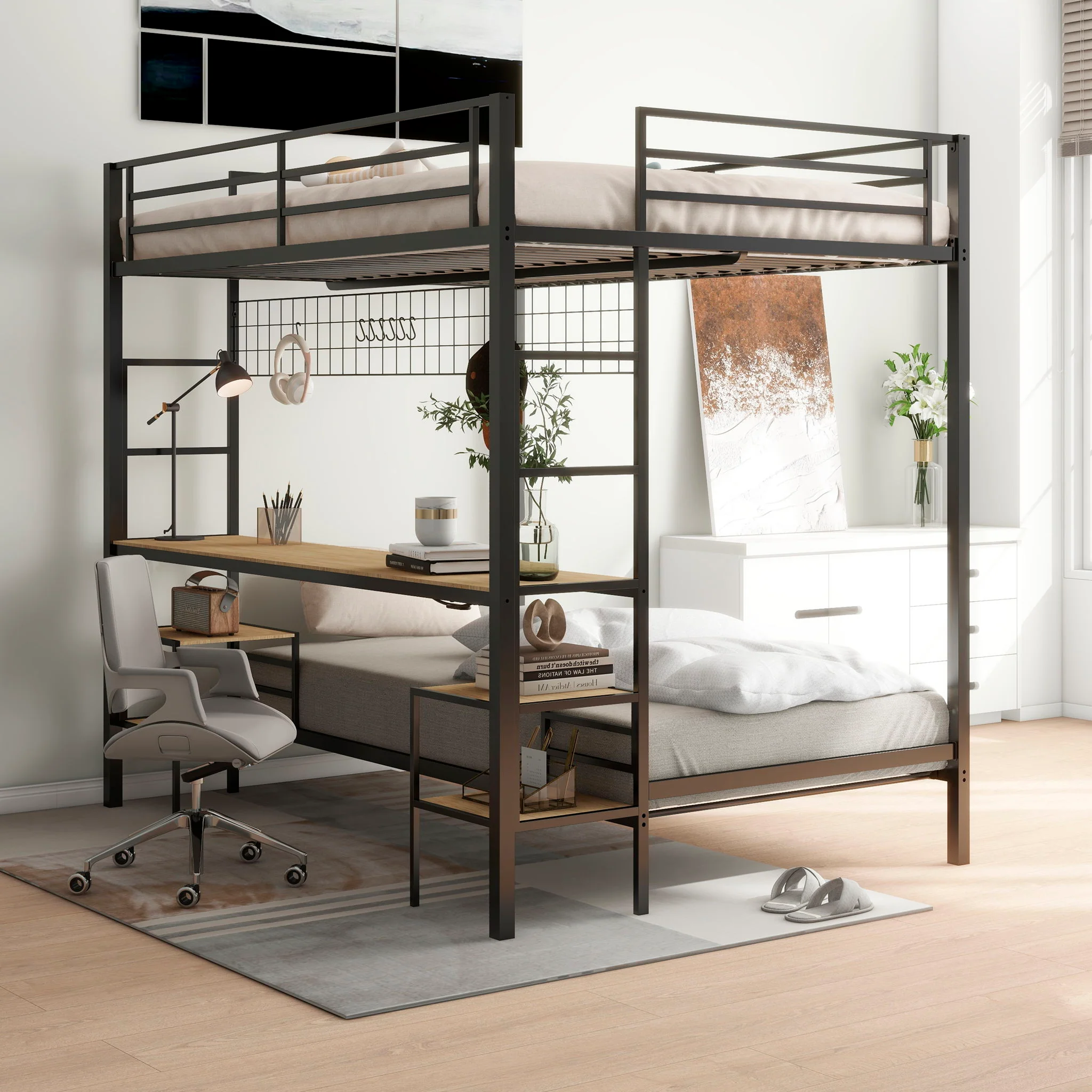 Ethan - Bunk Bed With Desk, Charging Station, Storage Shelves - Image 6