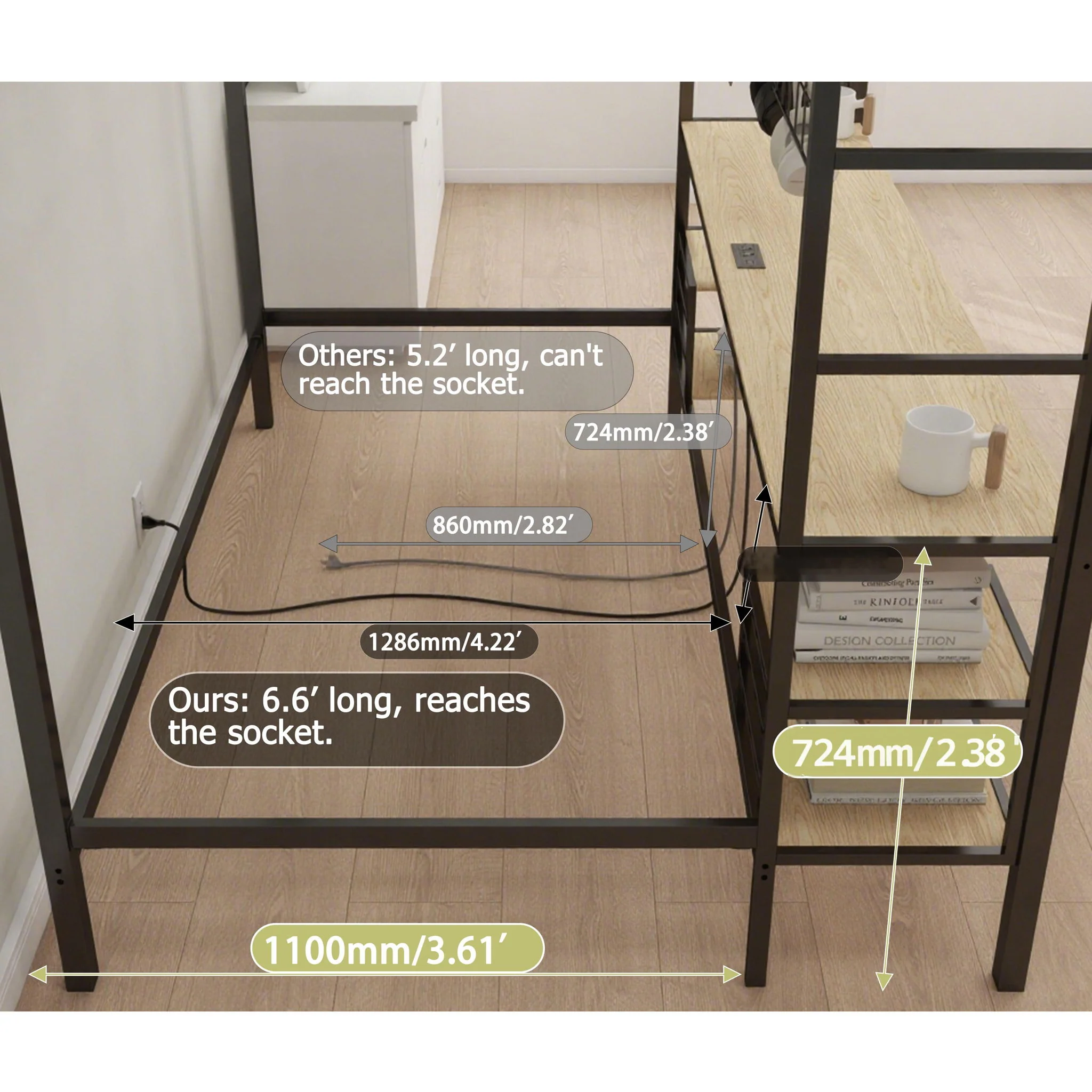 Ethan - Bunk Bed With Desk, Charging Station, Storage Shelves - Image 7