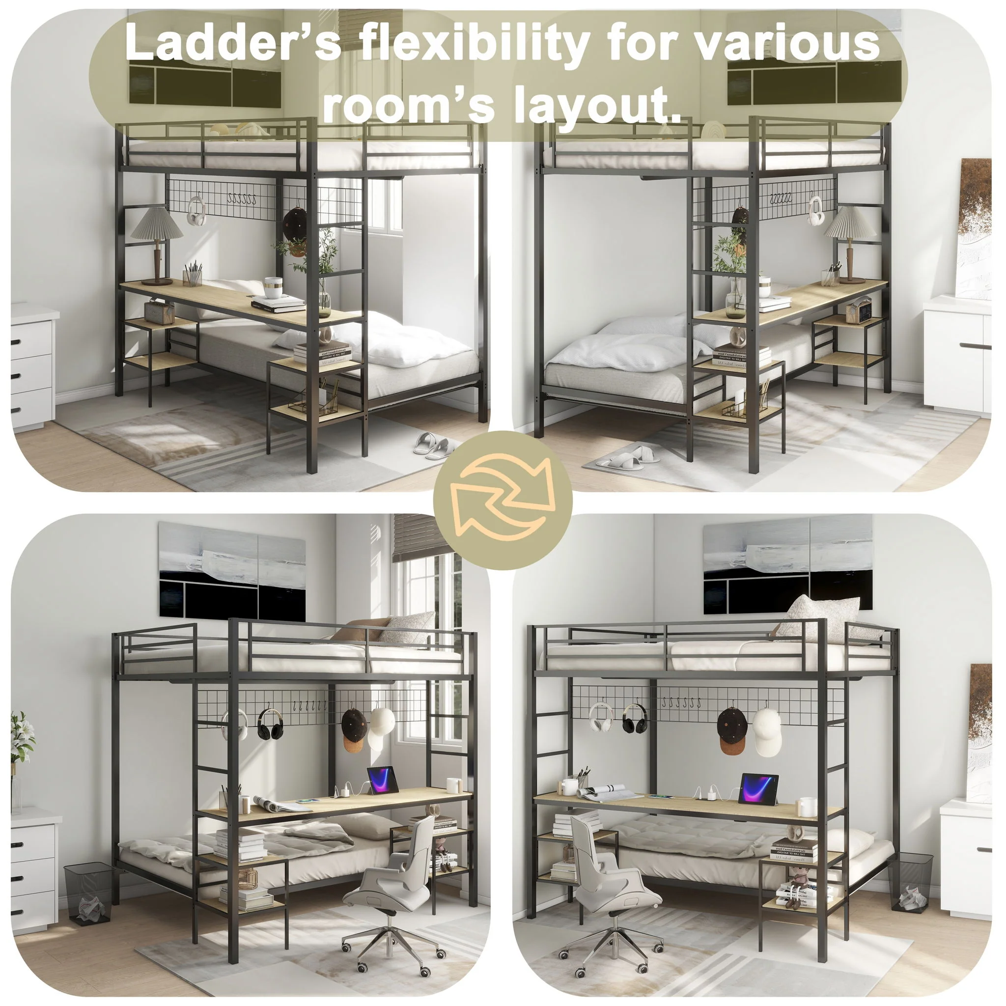 Ethan - Bunk Bed With Desk, Charging Station, Storage Shelves - Image 8