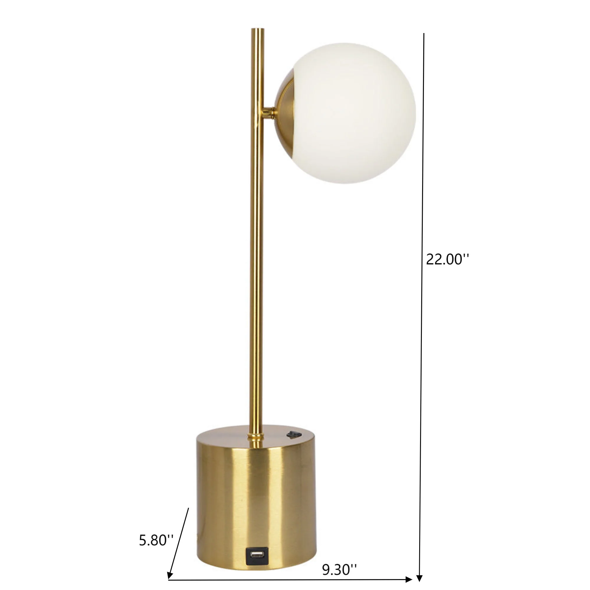 Ethereal - Modern Small Table Lamp, Desk Lamp Fixture With Globe Shade - Gold / White - Image 9
