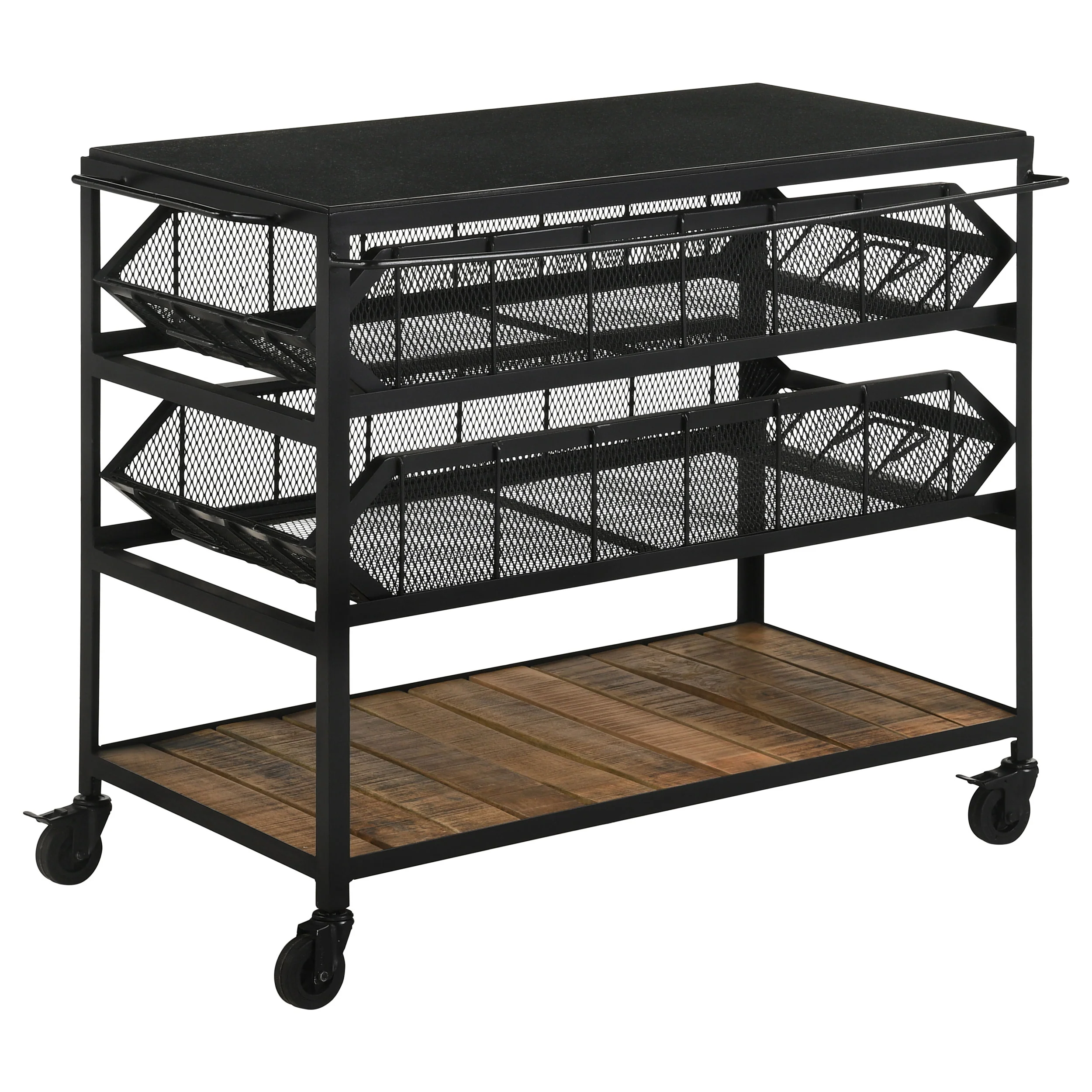 Evander Marble Top Kitchen Cart with Removable Shelves Black - Image 10