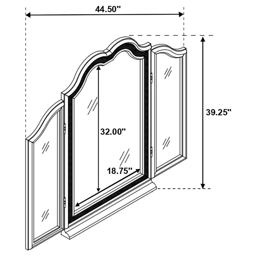 Evangeline Tri-Fold Vanity Mirror Silver Oak - Image 4