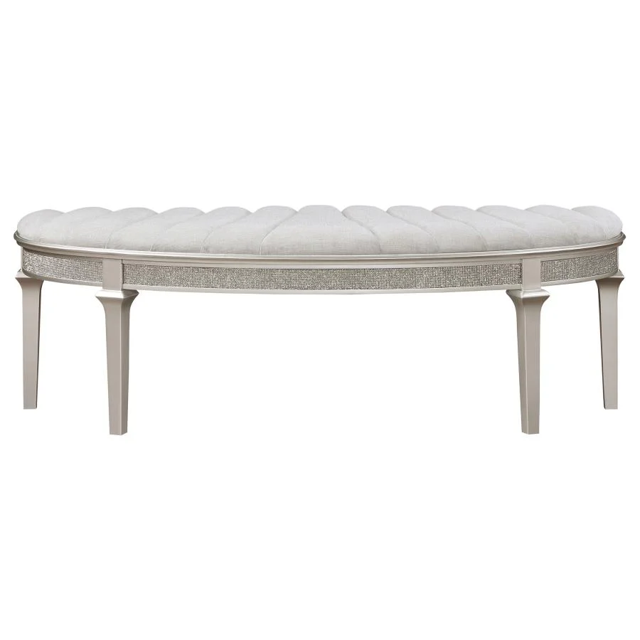 Evangeline - Curved Fabric Upholstered Bench - Silver Oak - Image 3