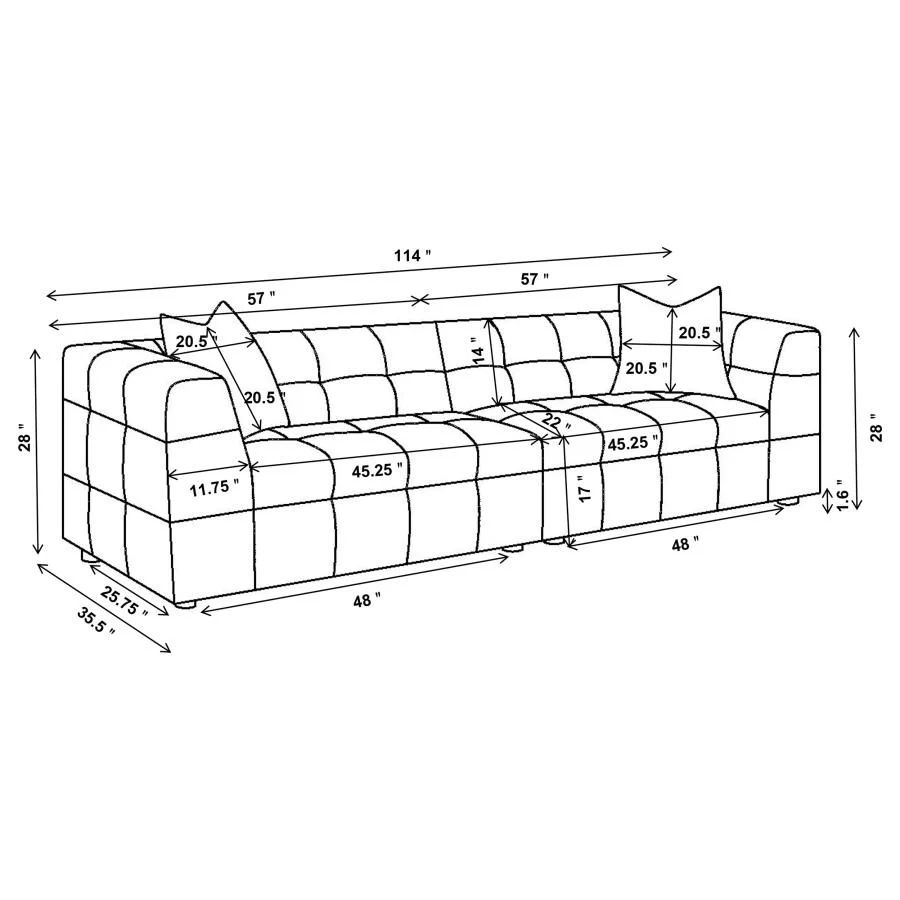 Everly Boucle Upholstered Extra Long Sofa Off White - Image 12