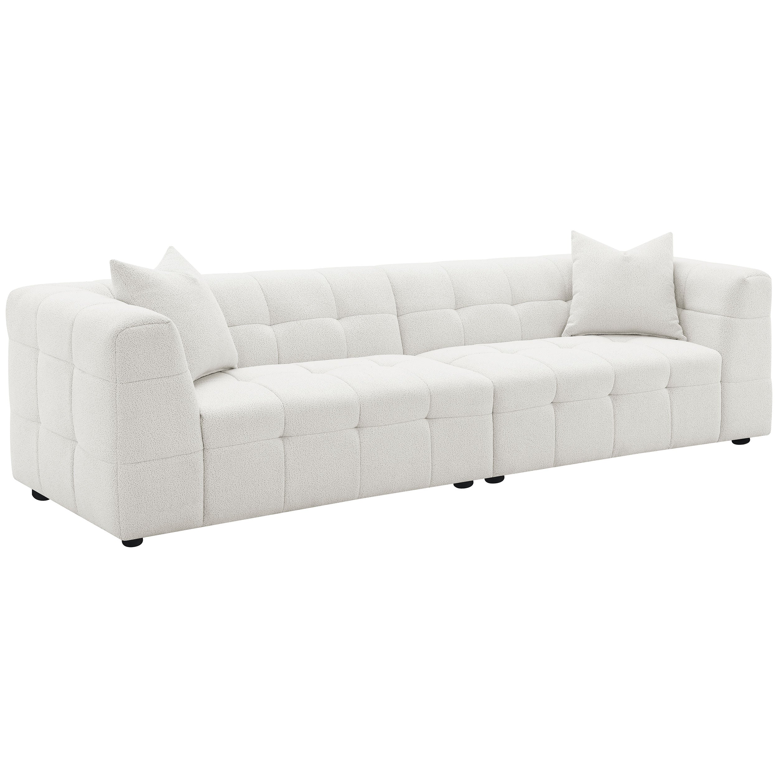 Everly Boucle Upholstered Extra Long Sofa Off White - Image 15
