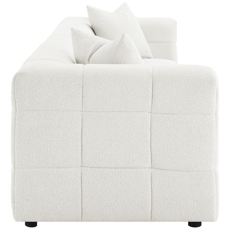 Everly Boucle Upholstered Extra Long Sofa Off White - Image 7