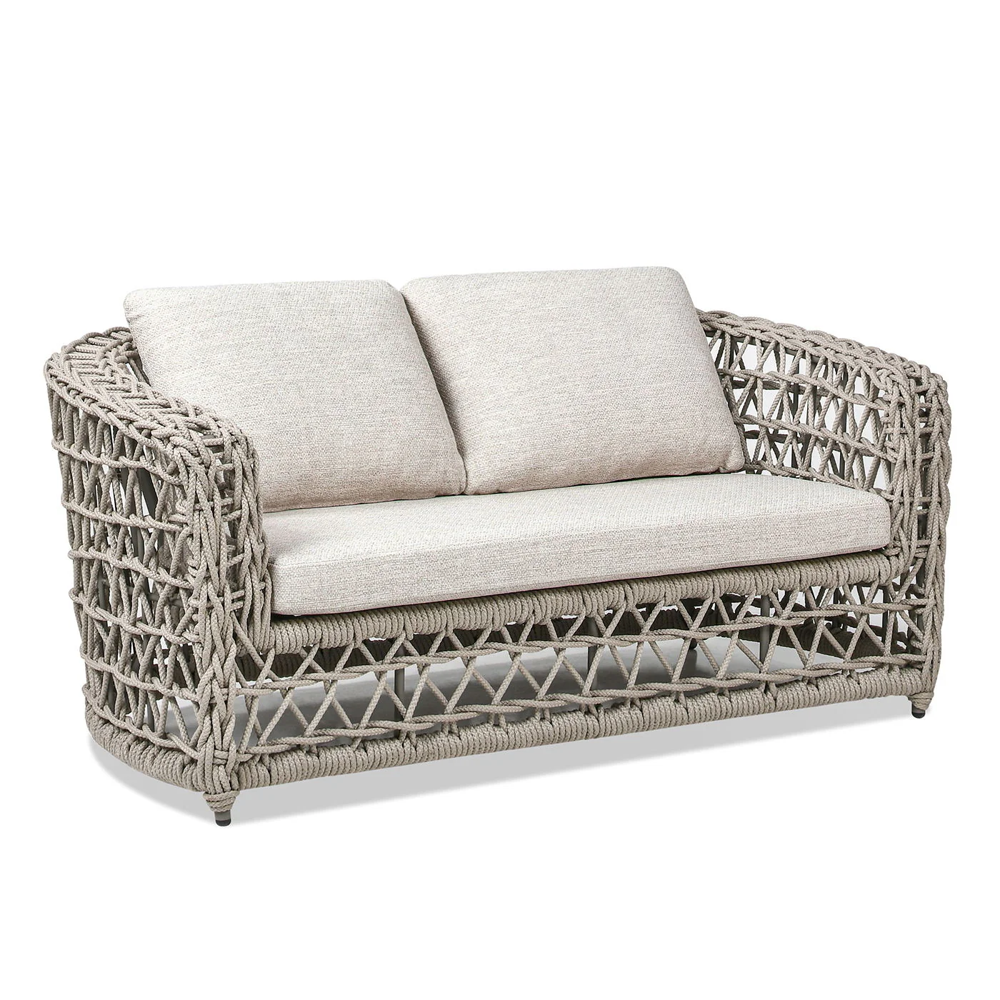 Everly - Frame Barrel Deep Seating Patio Loveseat Sofa Axroma Olefin - Oat Beige - Image 5