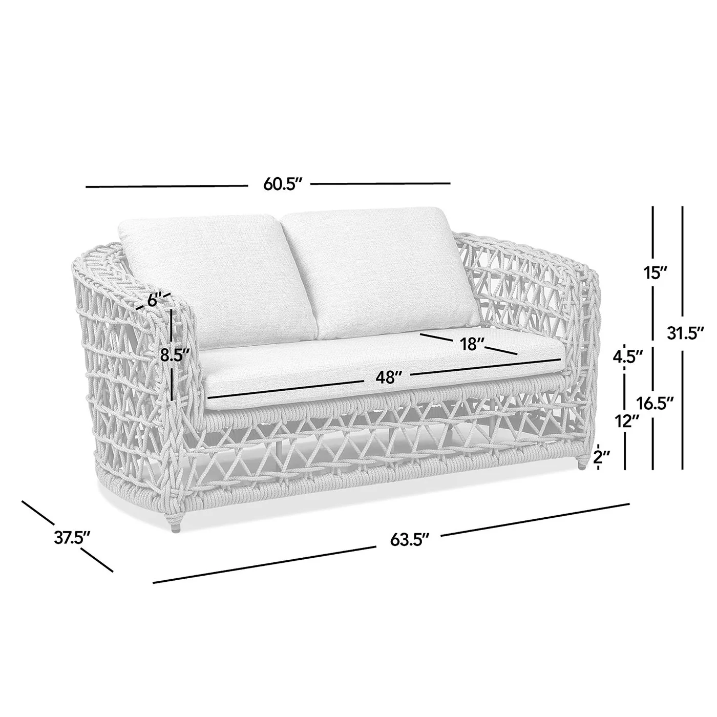Everly - Frame Barrel Deep Seating Patio Loveseat Sofa Axroma Olefin - Oat Beige - Image 7