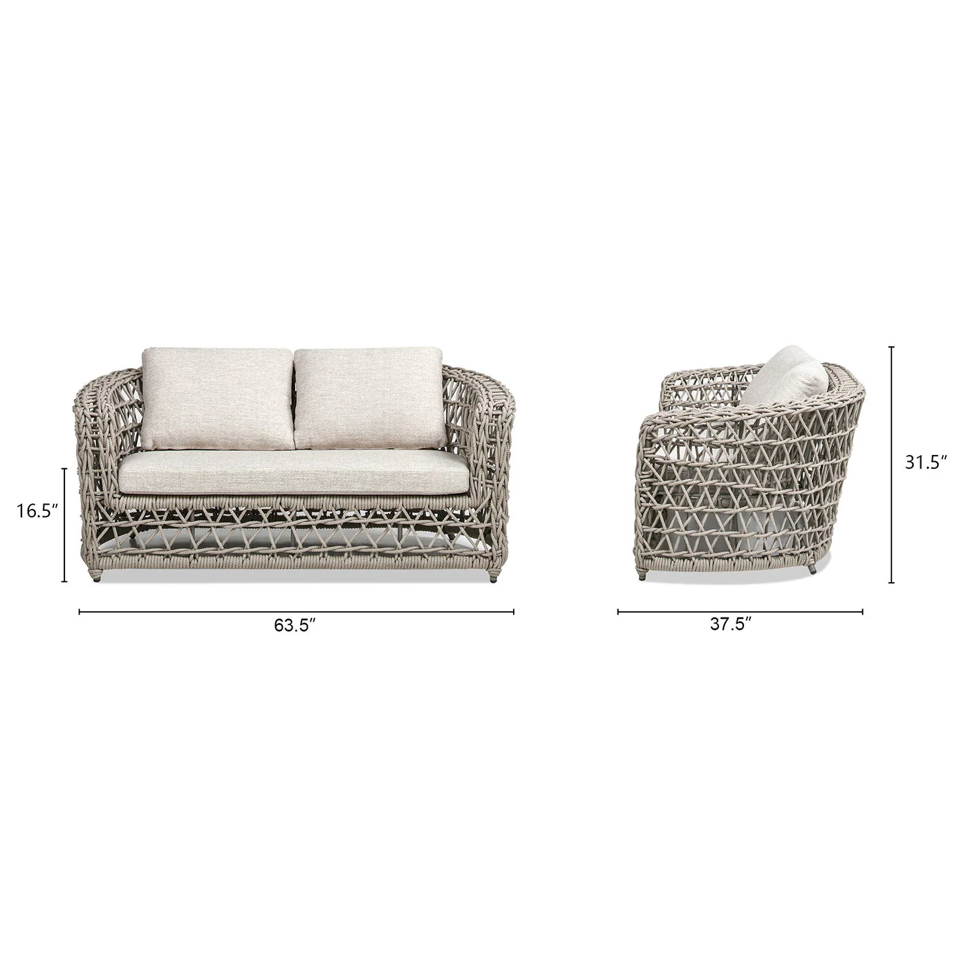 Everly - Frame Barrel Deep Seating Patio Loveseat Sofa Axroma Olefin - Oat Beige - Image 8