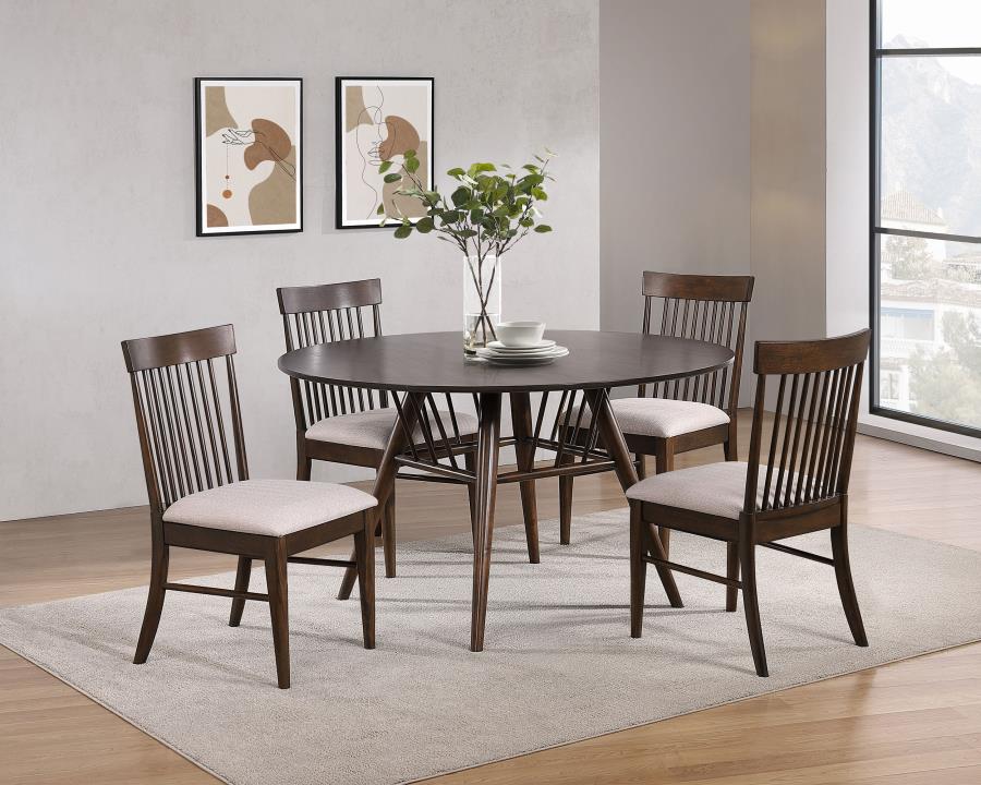 Everton - Round Wood Dining Table - Dark Walnut - Image 8